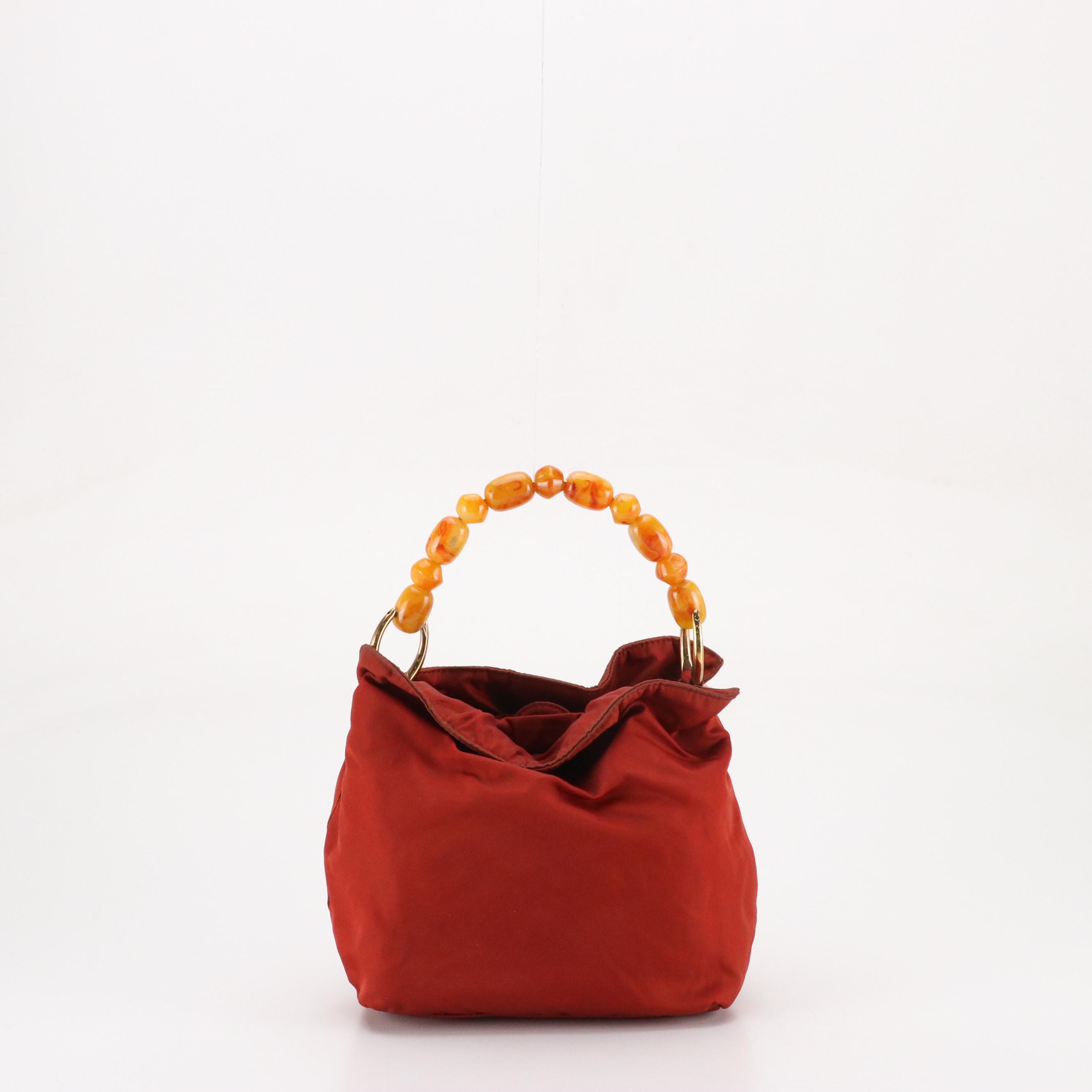 Christian Dior Nylon Handbag with Acrylic Beaded Handle