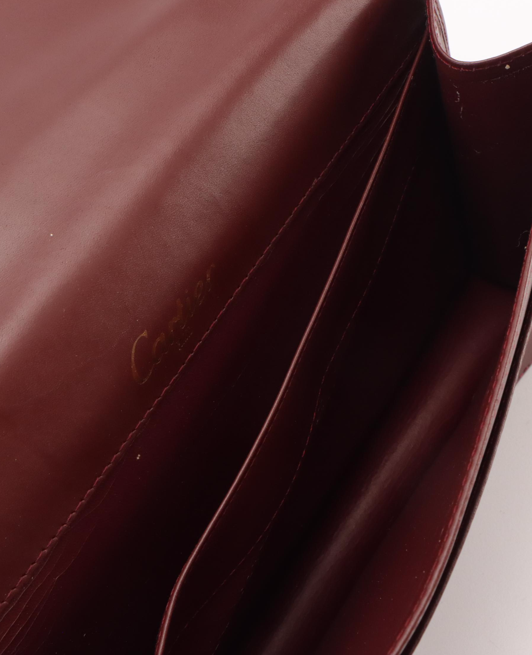 Cartier Les Must de Cartier Burgundy Leather Clutch with Box