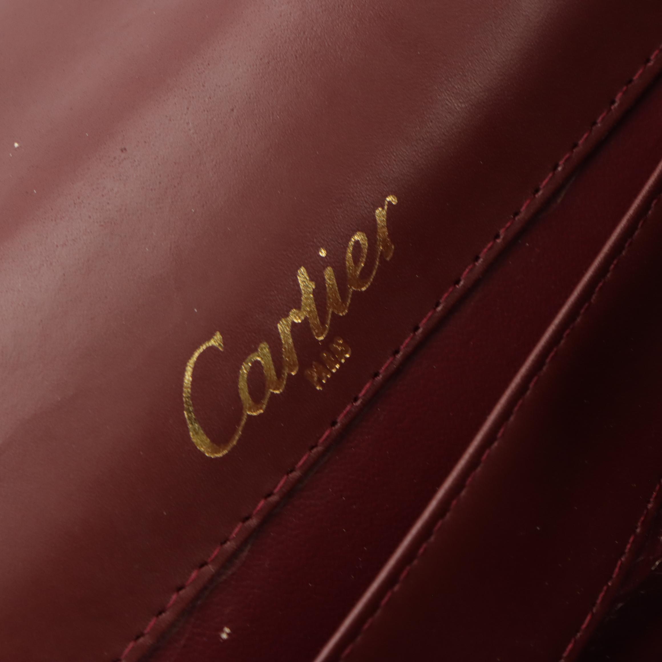 Cartier Les Must de Cartier Burgundy Leather Clutch with Box