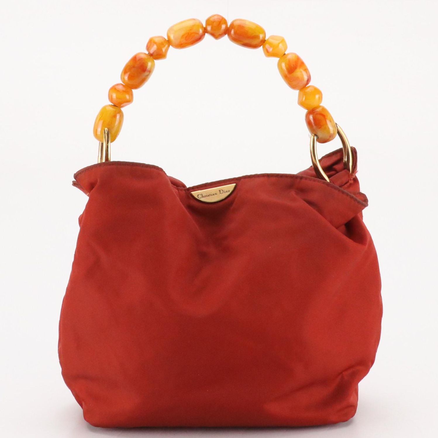 Christian Dior Nylon Handbag with Acrylic Beaded Handle