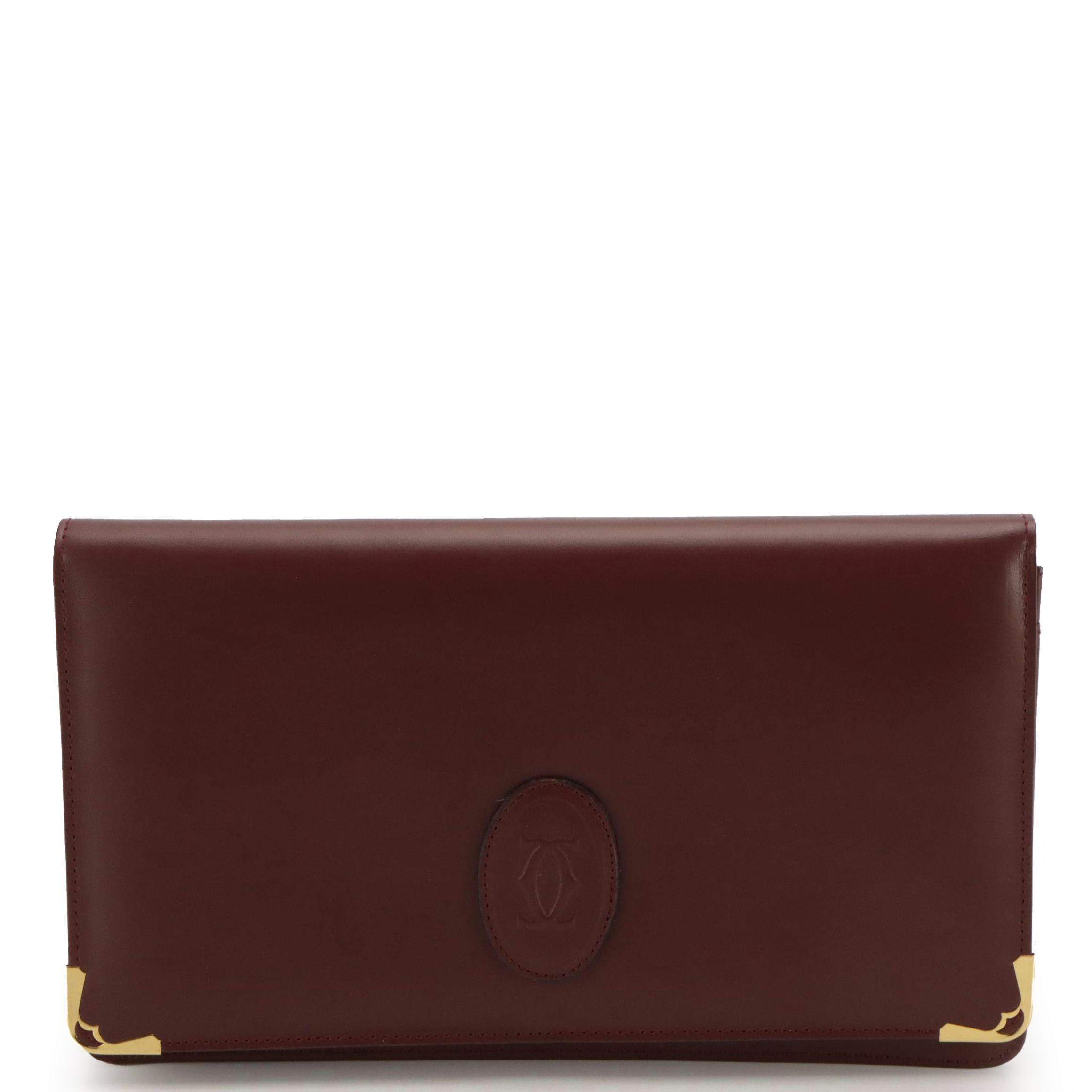 Cartier Les Must de Cartier Burgundy Leather Clutch with Box