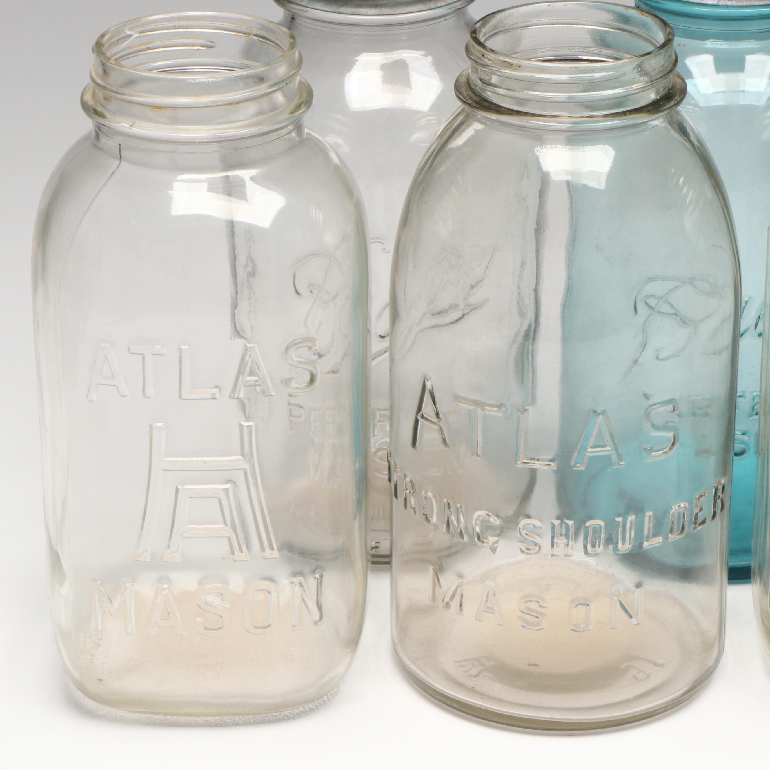 Ball, Consolidated Fruit and Hazel Atlas Glass Mason Jars with Zinc Lids