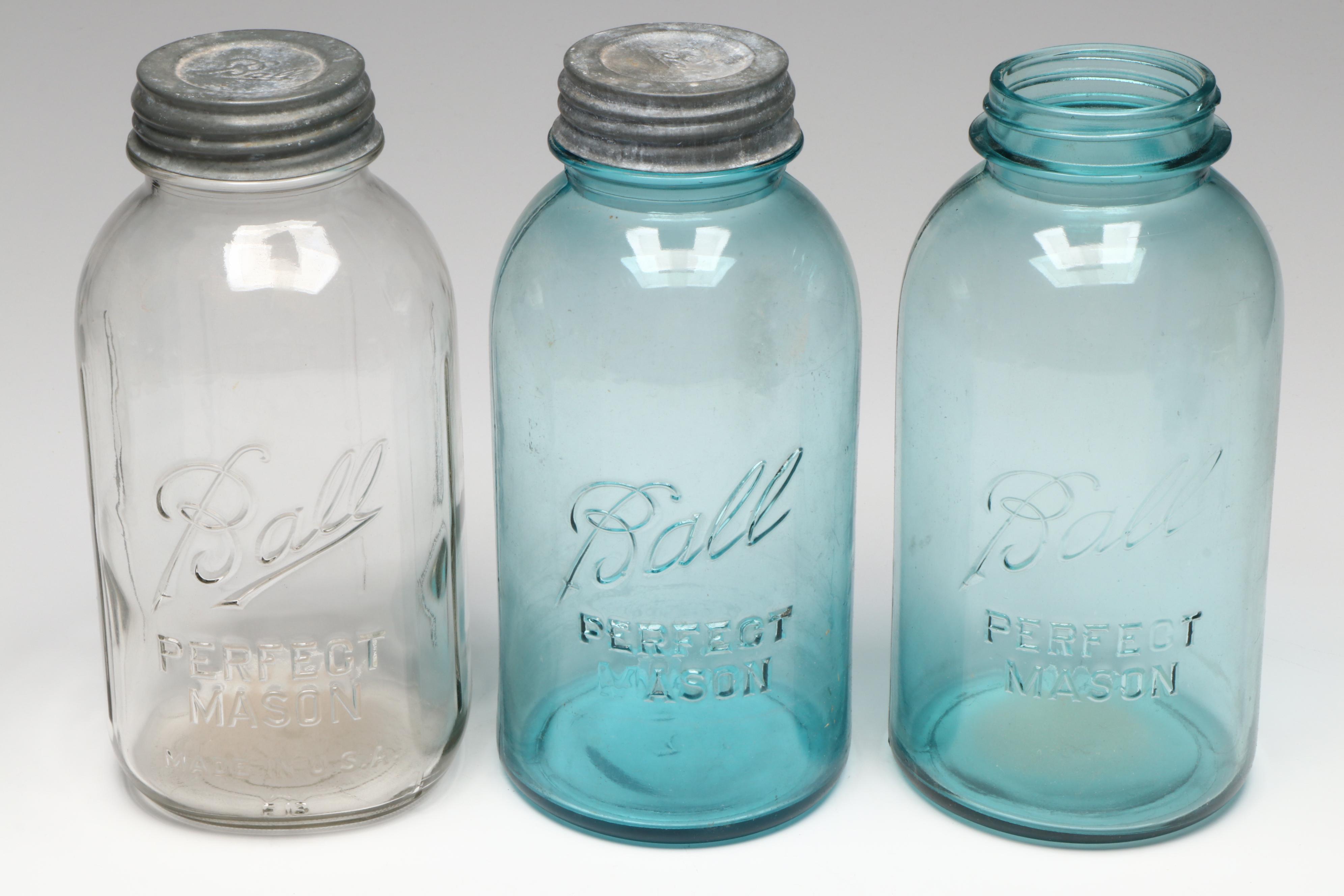 Ball, Consolidated Fruit and Hazel Atlas Glass Mason Jars with Zinc Lids