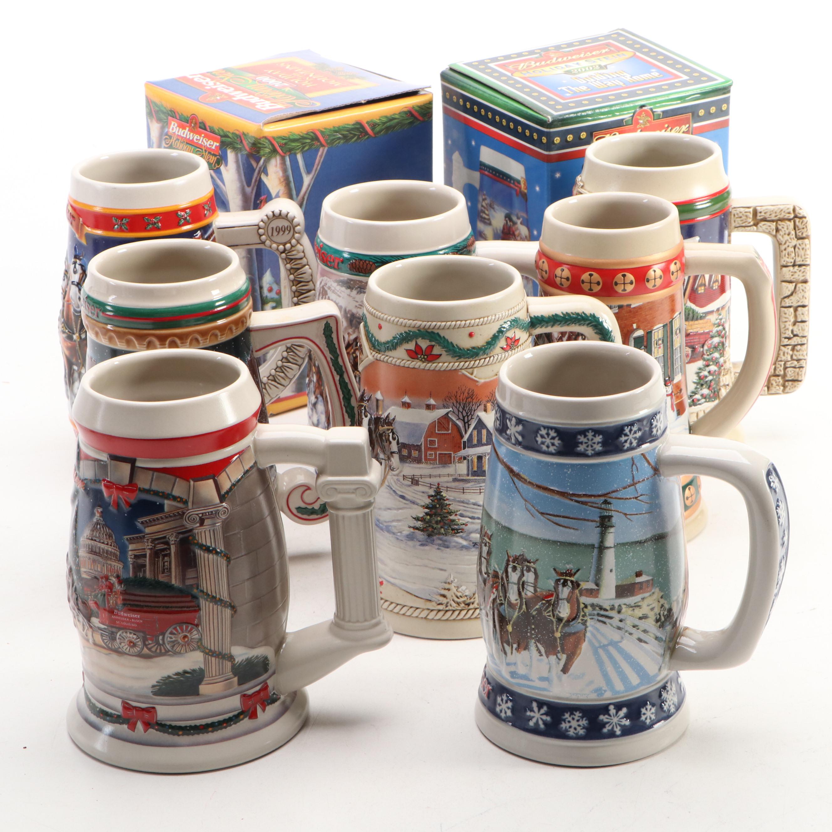 Budweiser Annual Christmas Steins, Late 20th/Early 21st Century