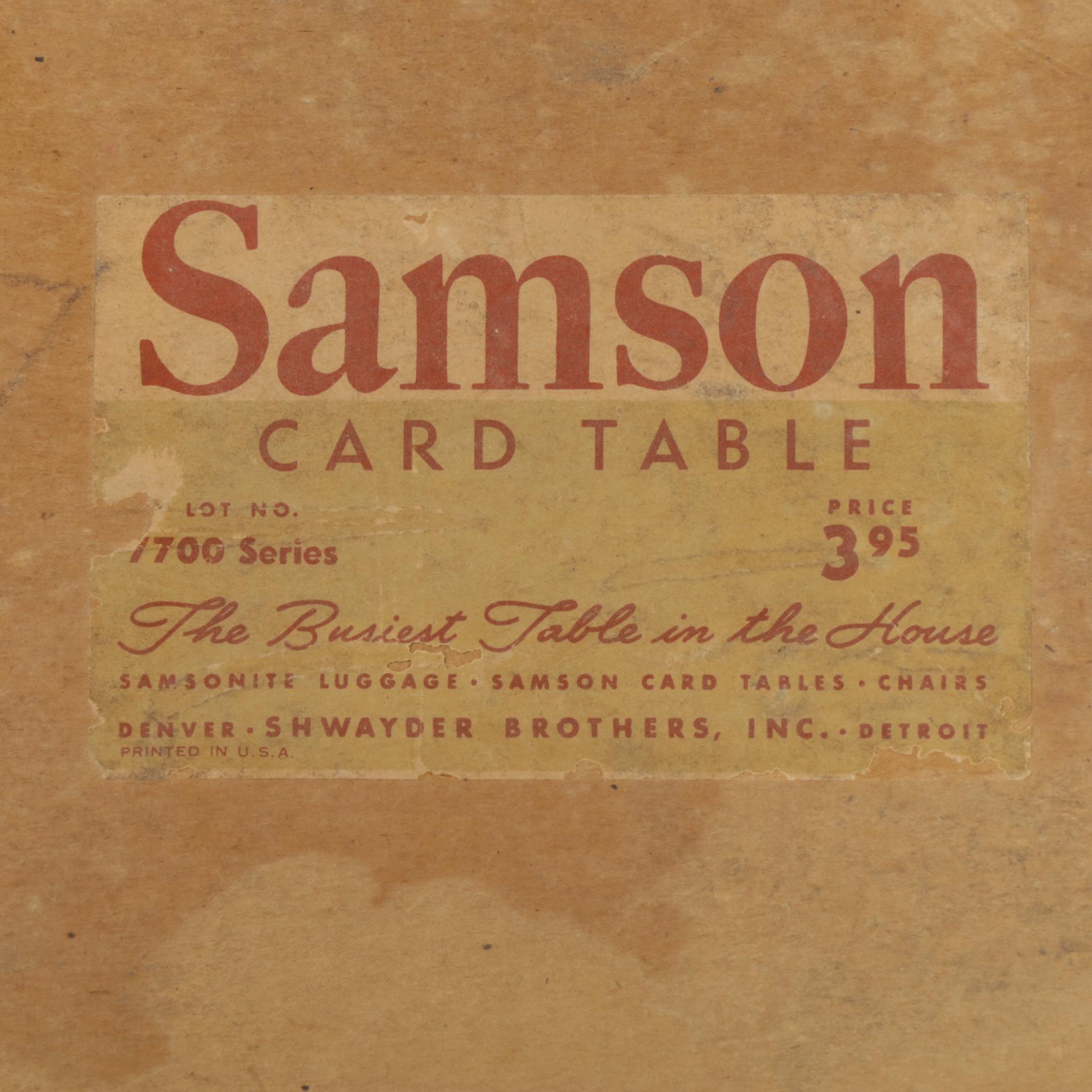 Sampson Folding Card Table with Embossed Top, Mid 20th Century