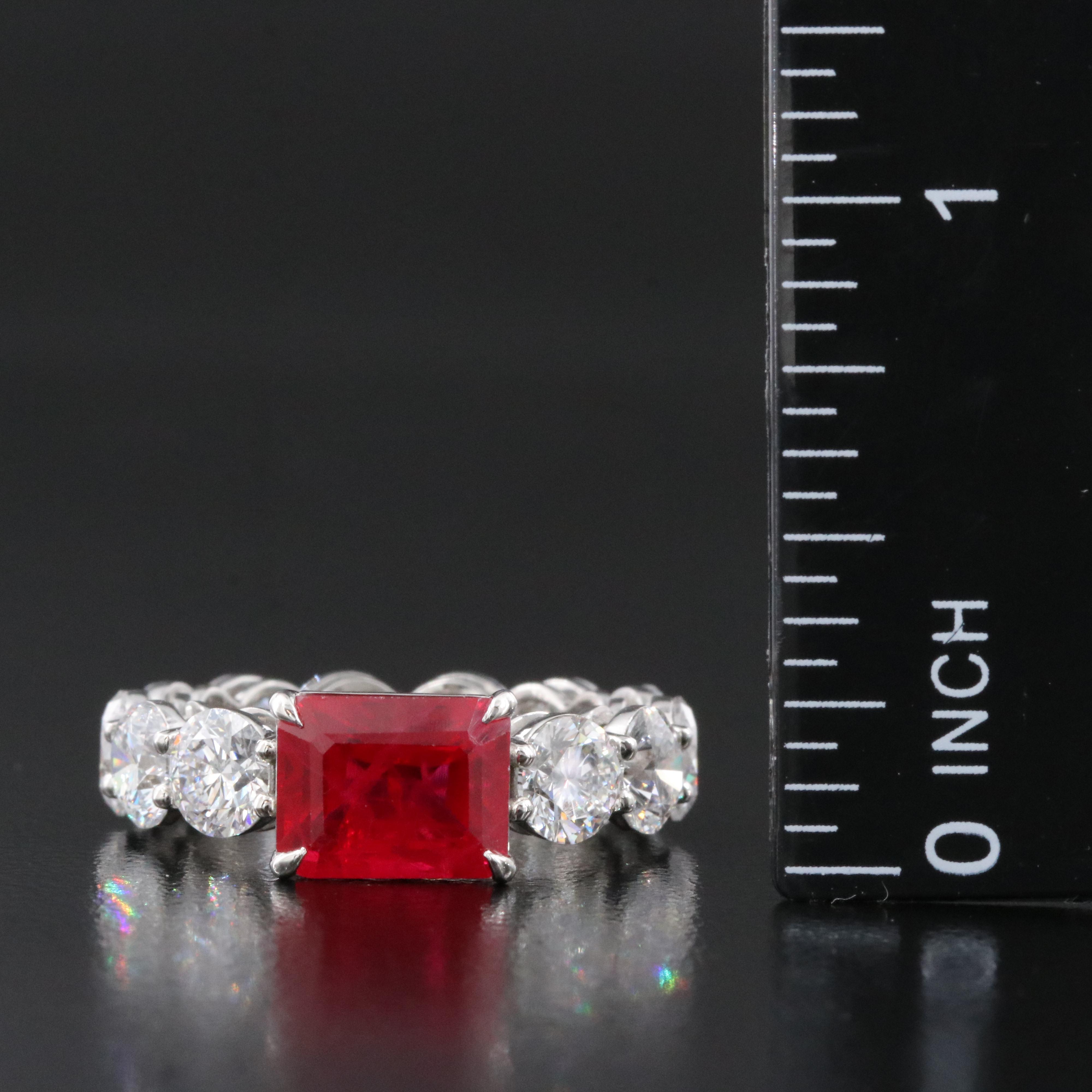 Platinum 2.97 CTW Ruby and 5.89 CTW Lab Grown Diamond Eternity Ring