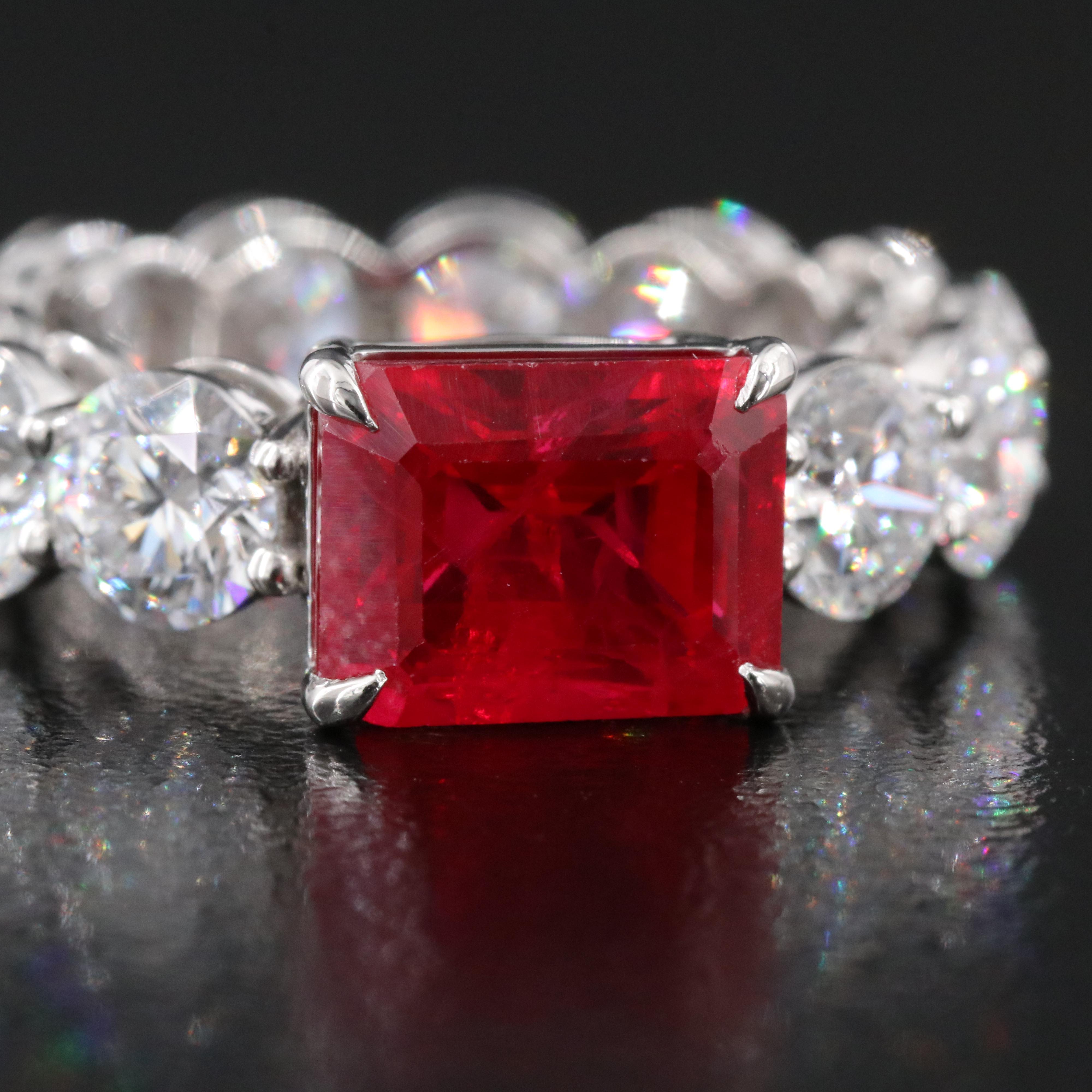 Platinum 2.97 CTW Ruby and 5.89 CTW Lab Grown Diamond Eternity Ring