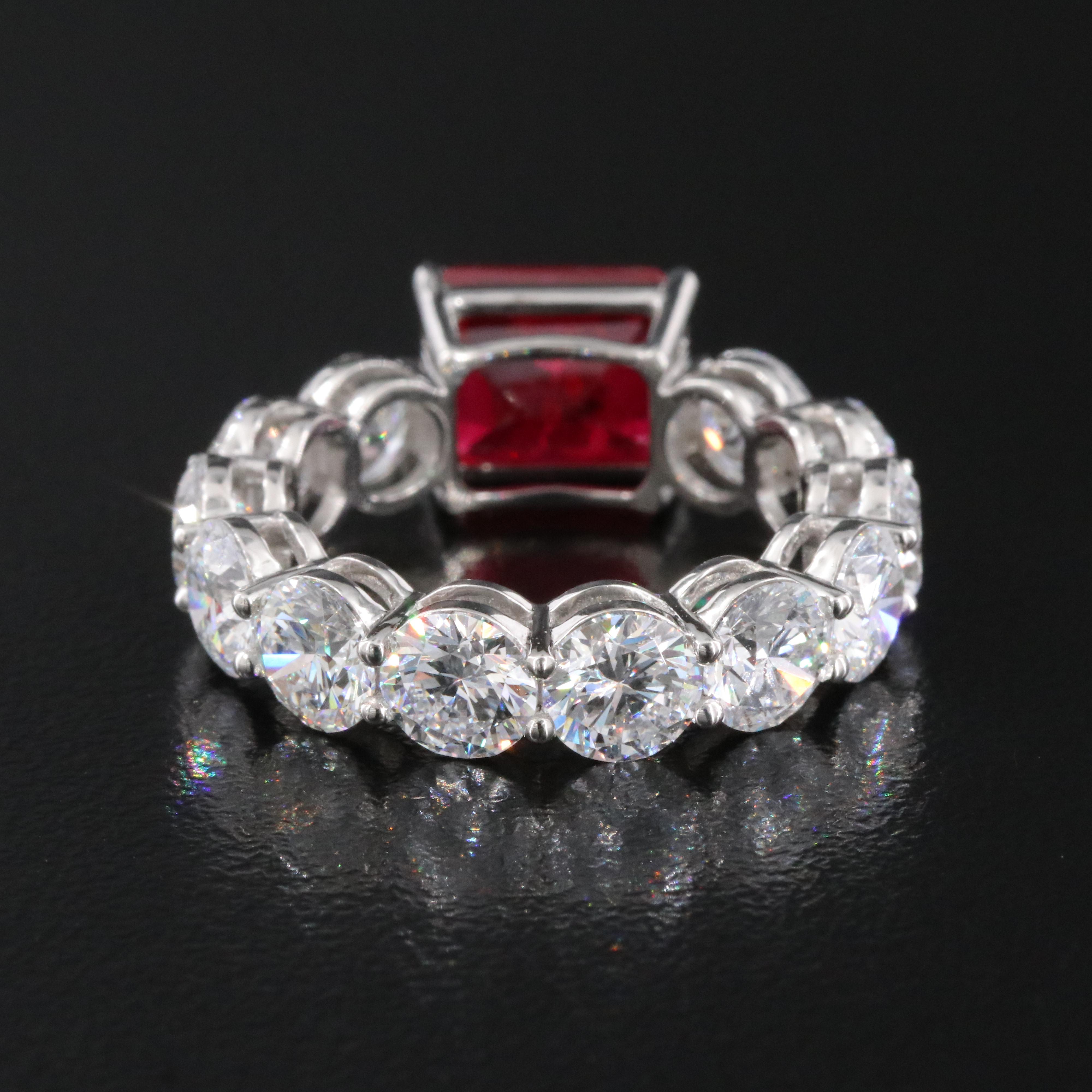 Platinum 2.97 CTW Ruby and 5.89 CTW Lab Grown Diamond Eternity Ring