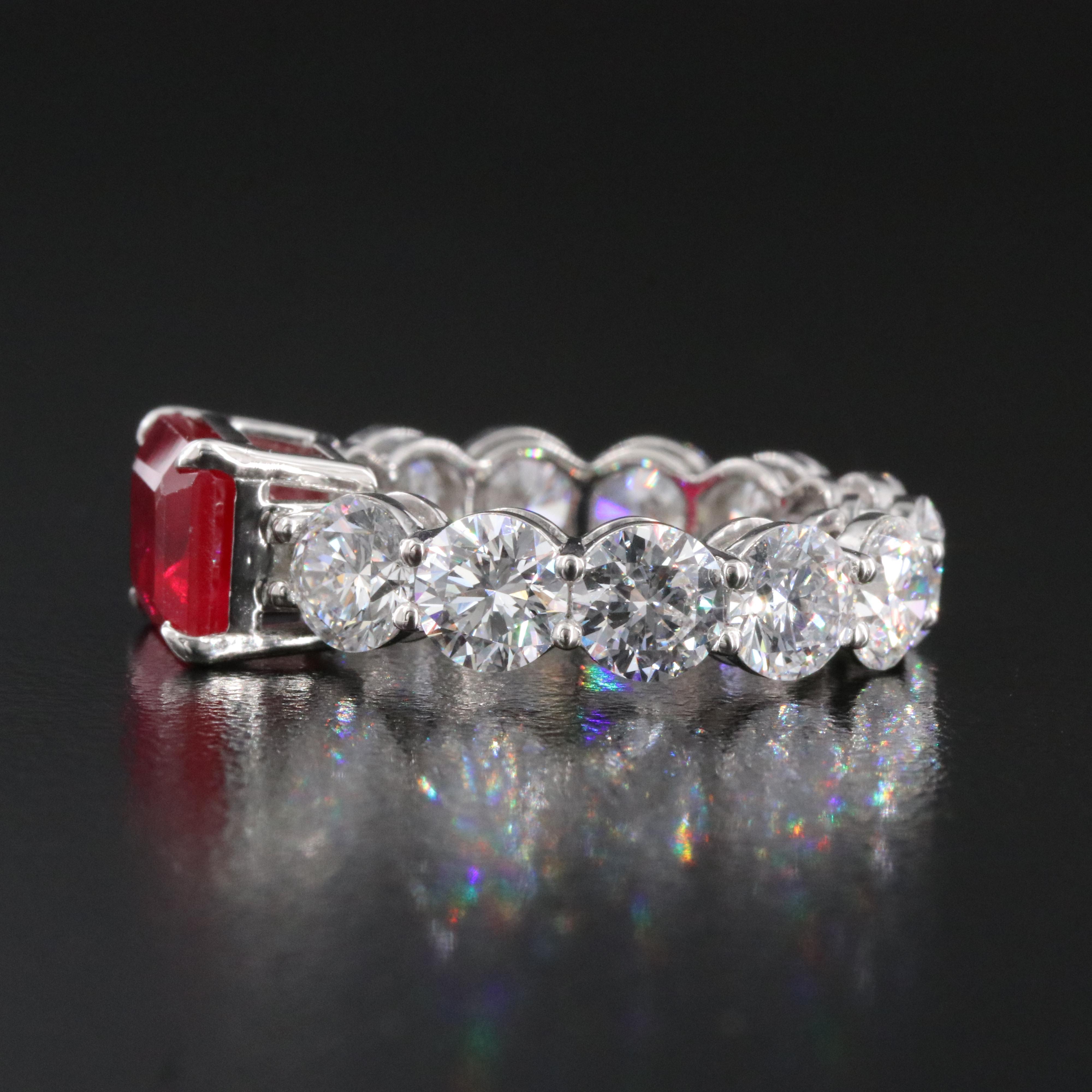 Platinum 2.97 CTW Ruby and 5.89 CTW Lab Grown Diamond Eternity Ring