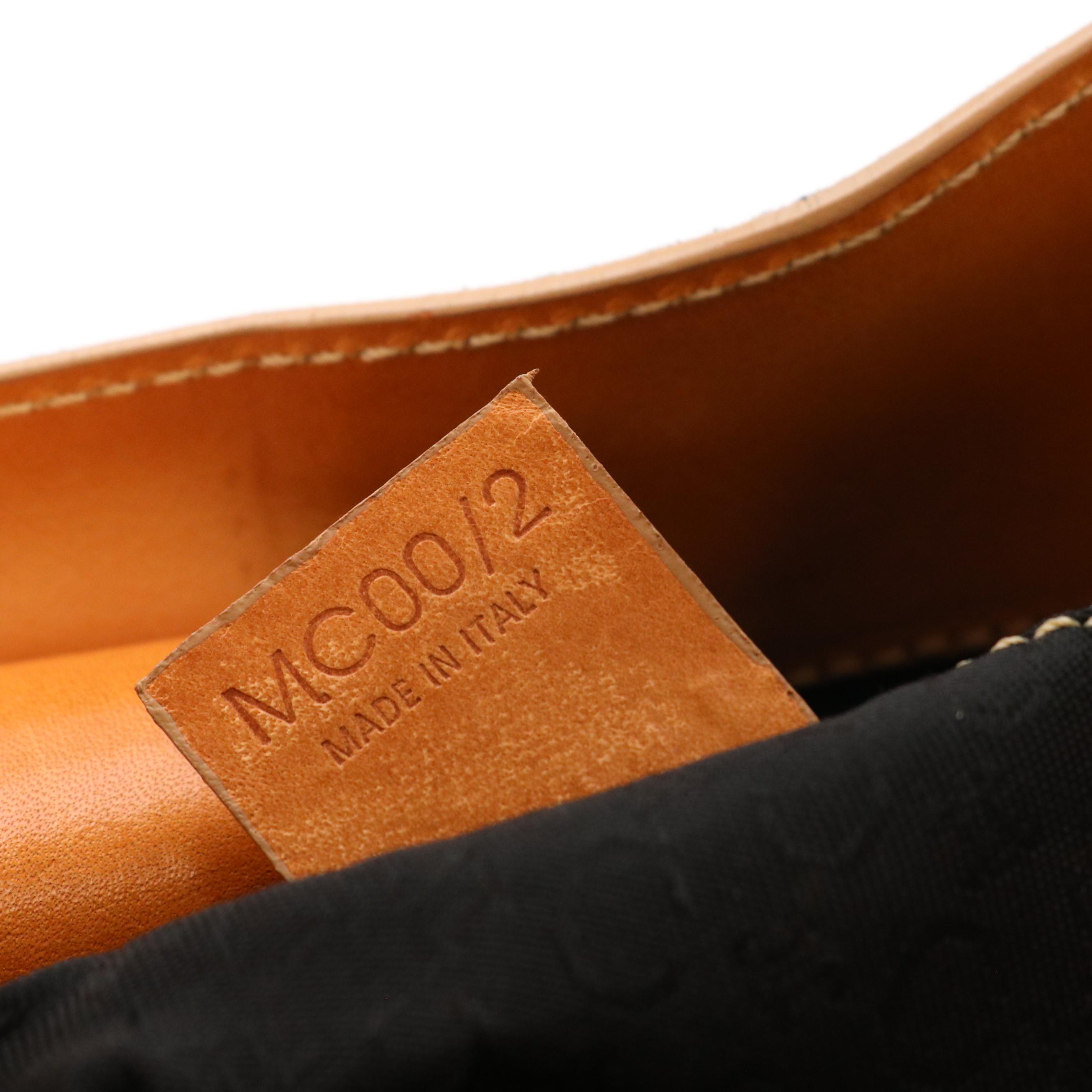 Celine Shoulder Bag in Black C Macadam Embossed Suede and Tan Calfskin Leather