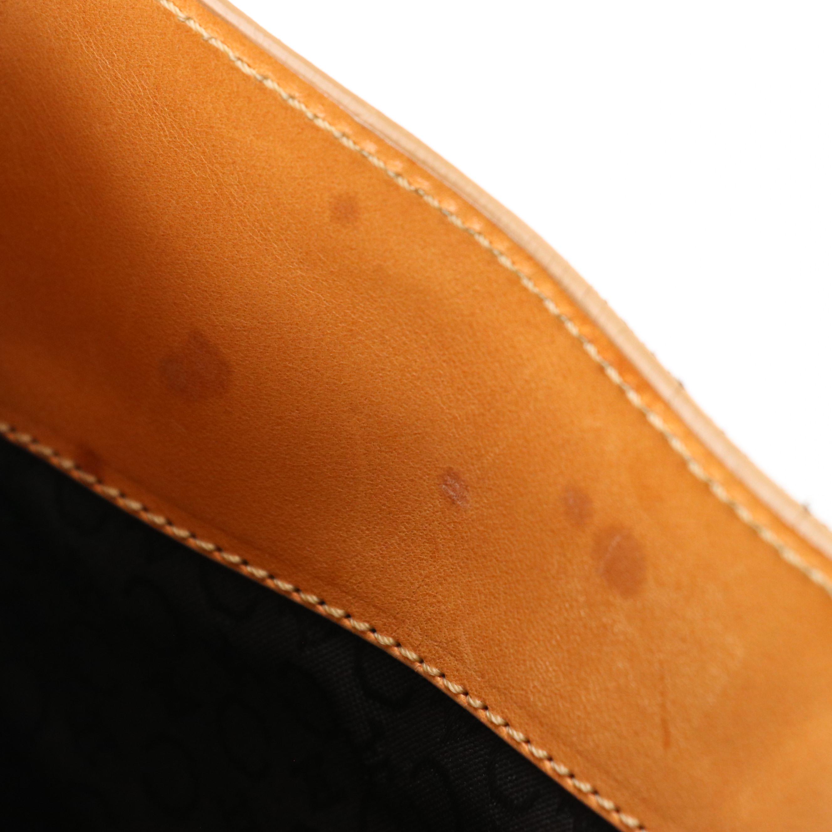 Celine Shoulder Bag in Black C Macadam Embossed Suede and Tan Calfskin Leather