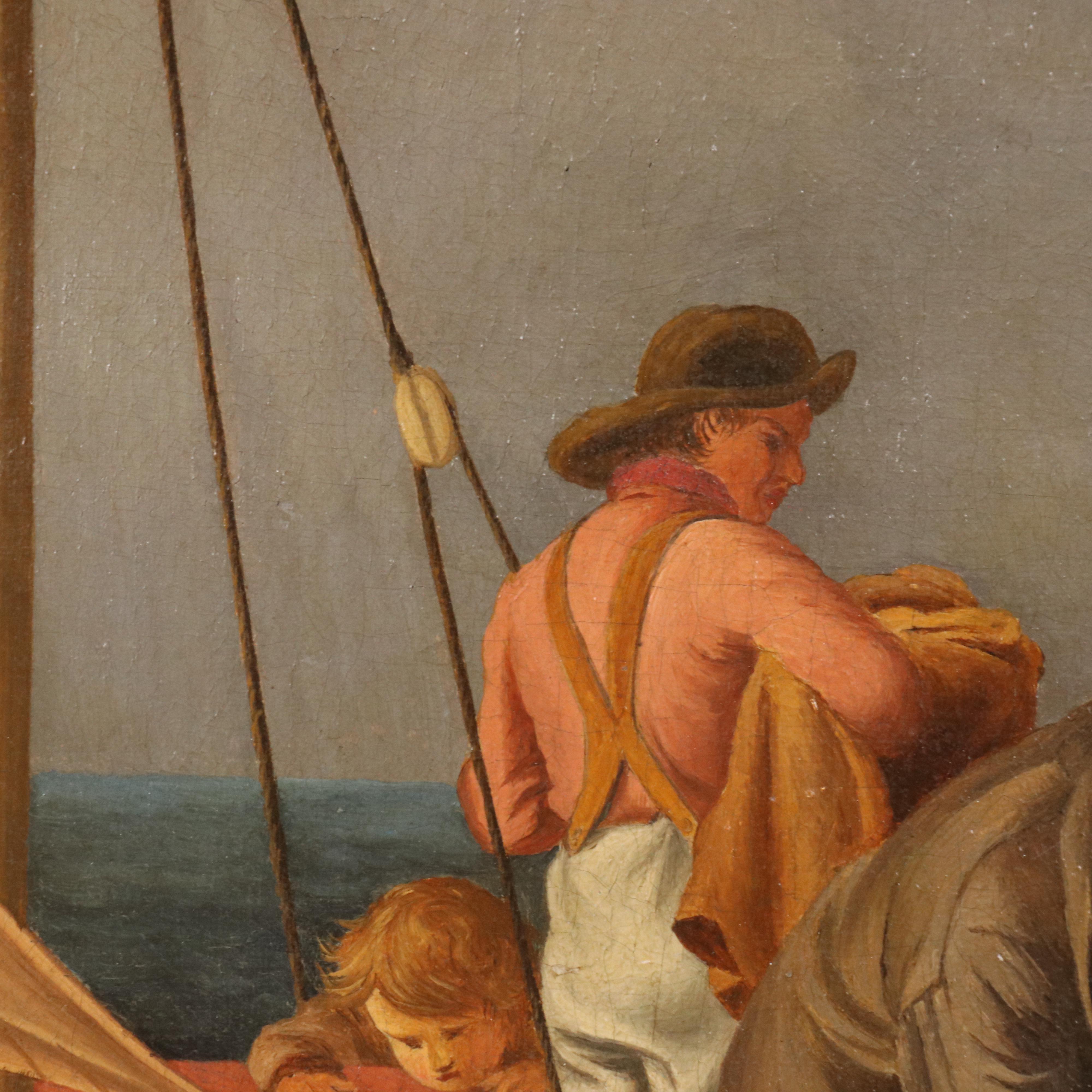 W. Birch Nautical Scene with Figures Oil Painting, 1876