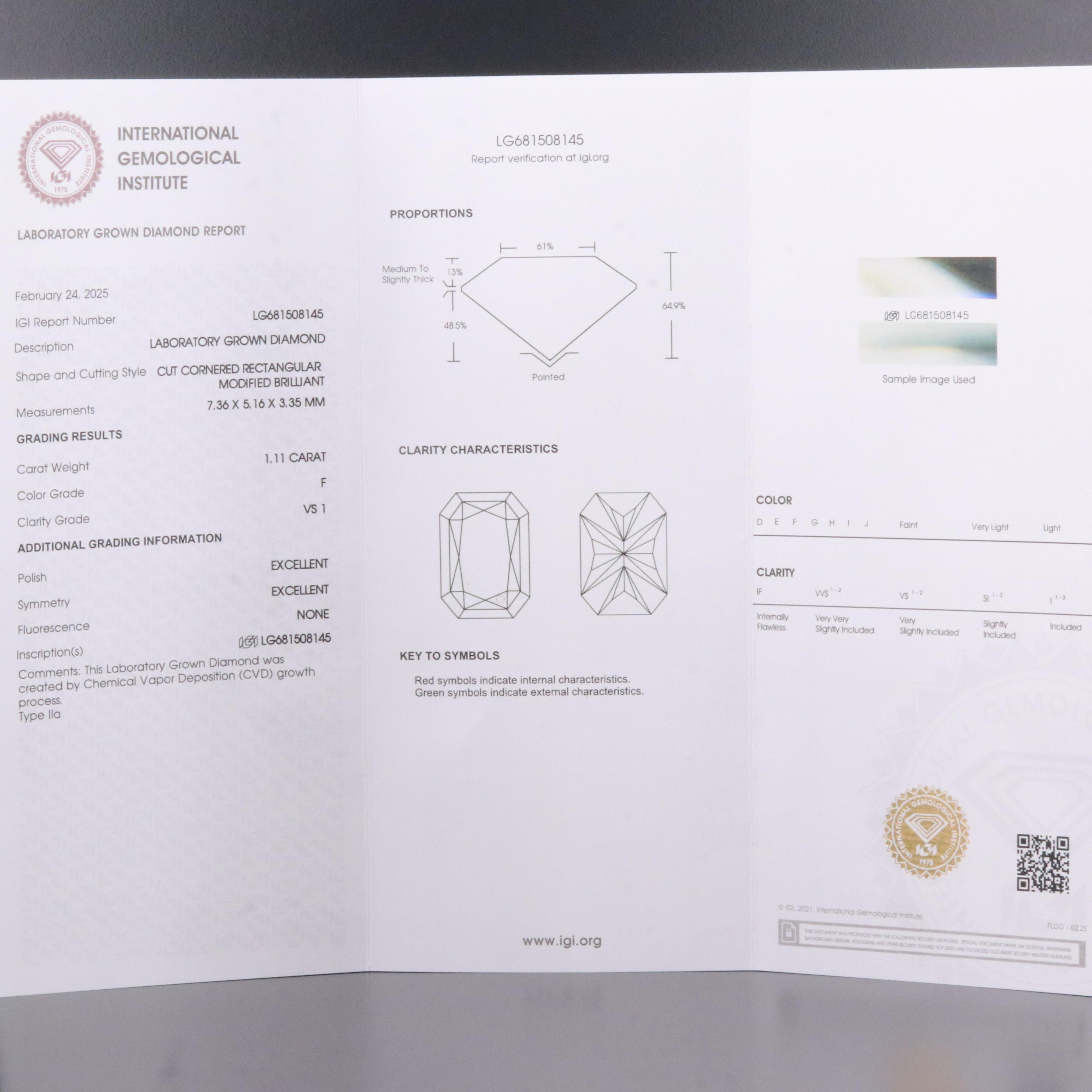 14K 1.11 CT Lab Grown Diamond Solitaire Ring with IGI Report