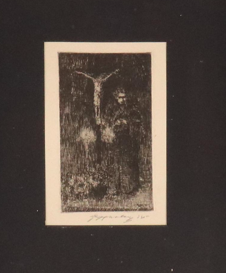 E.T. Hurley Etching of Crucifixion Scene, 1935