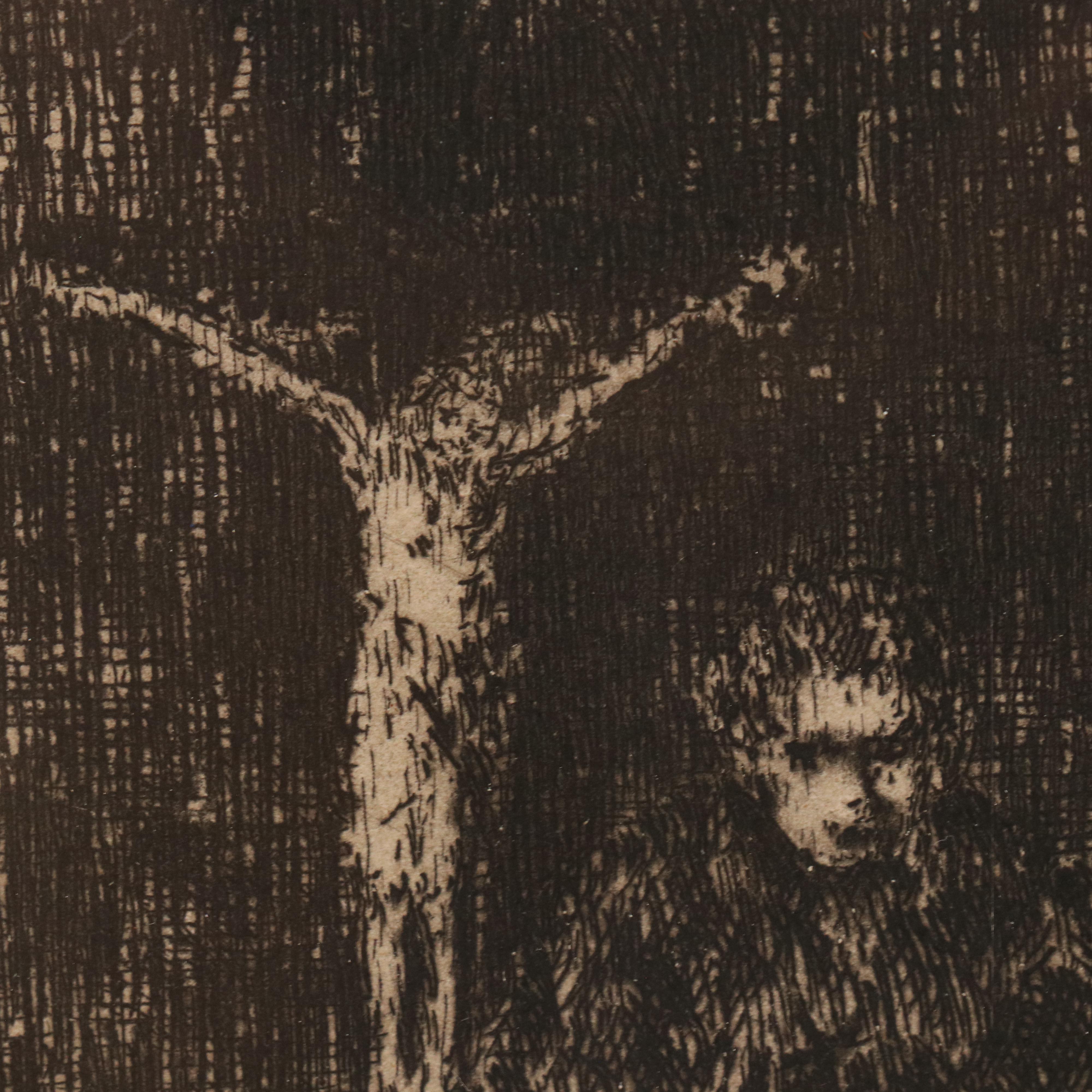 E.T. Hurley Etching of Crucifixion Scene, 1935