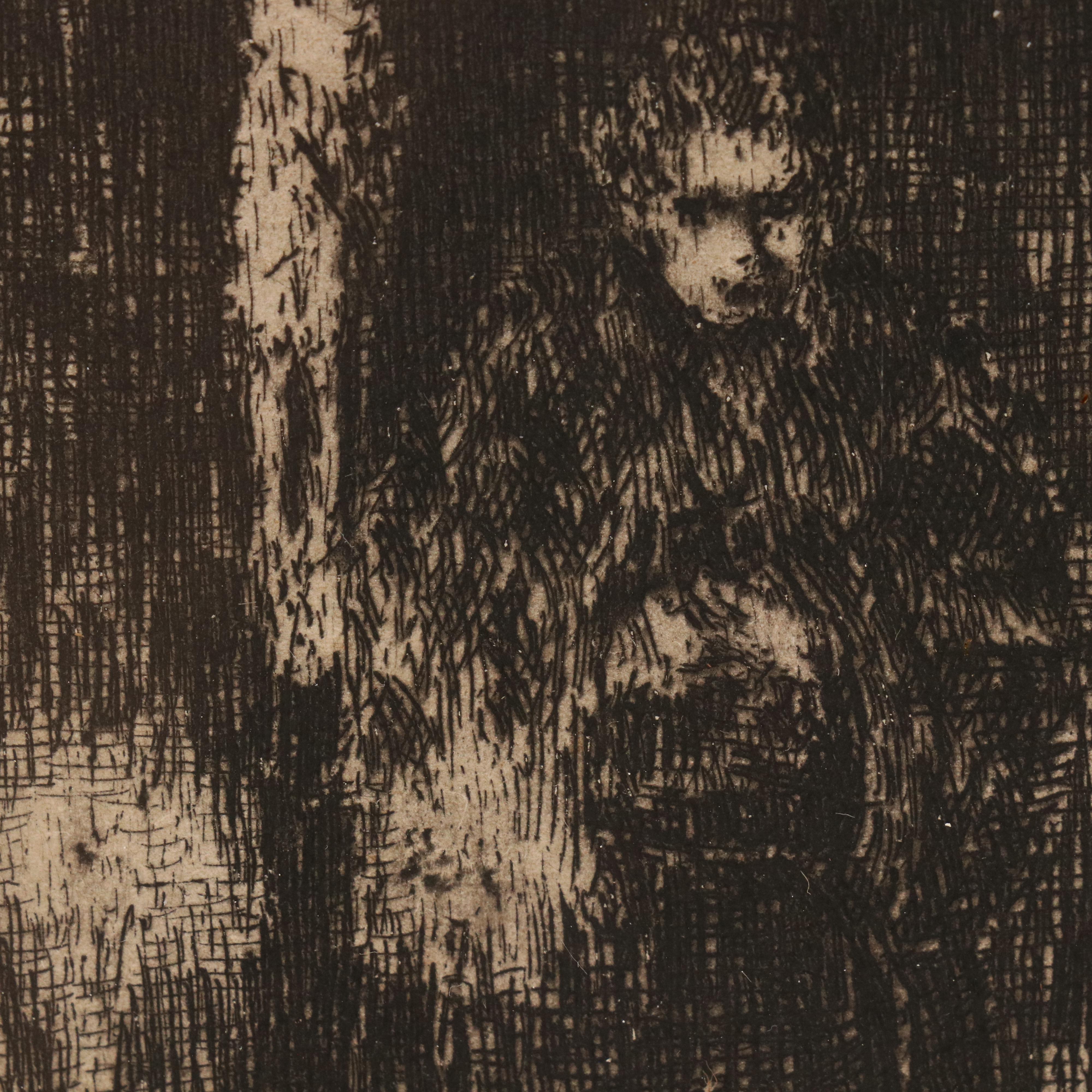 E.T. Hurley Etching of Crucifixion Scene, 1935