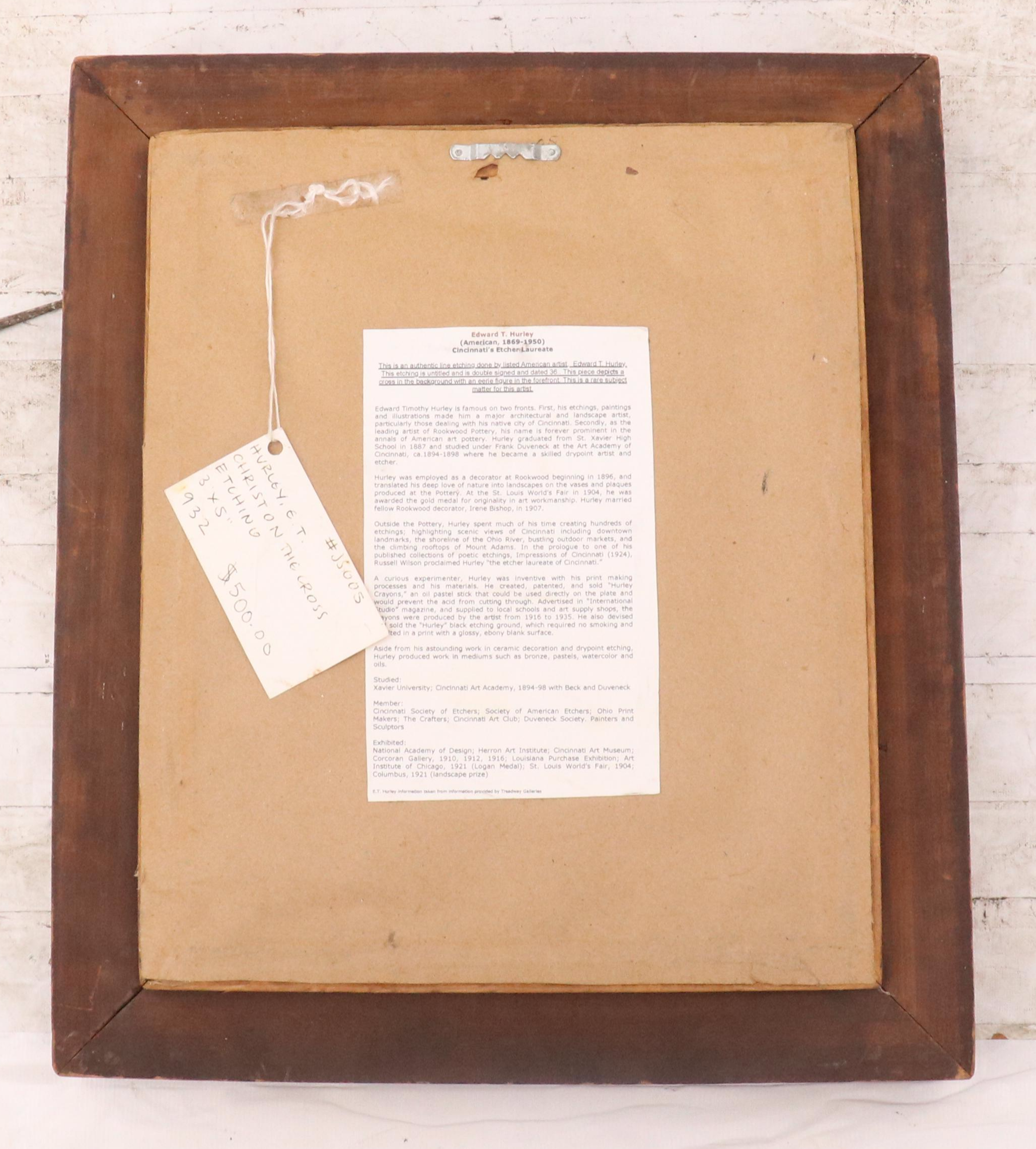 E.T. Hurley Etching of Crucifixion Scene, 1935