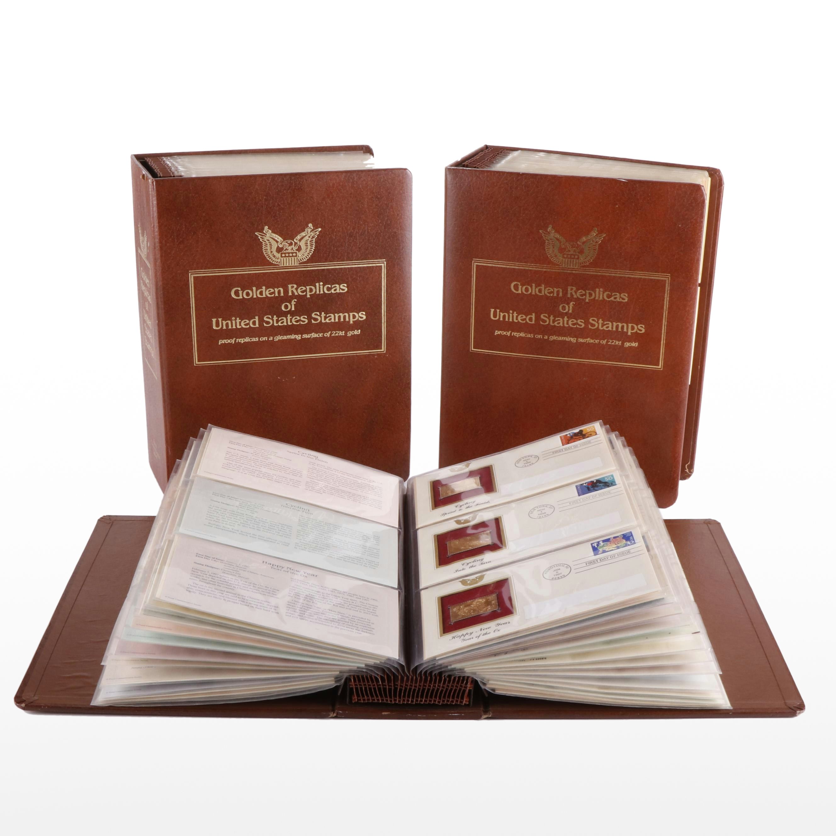 Three Volumes of "Golden Replicas of United States Stamps" and Postal Covers