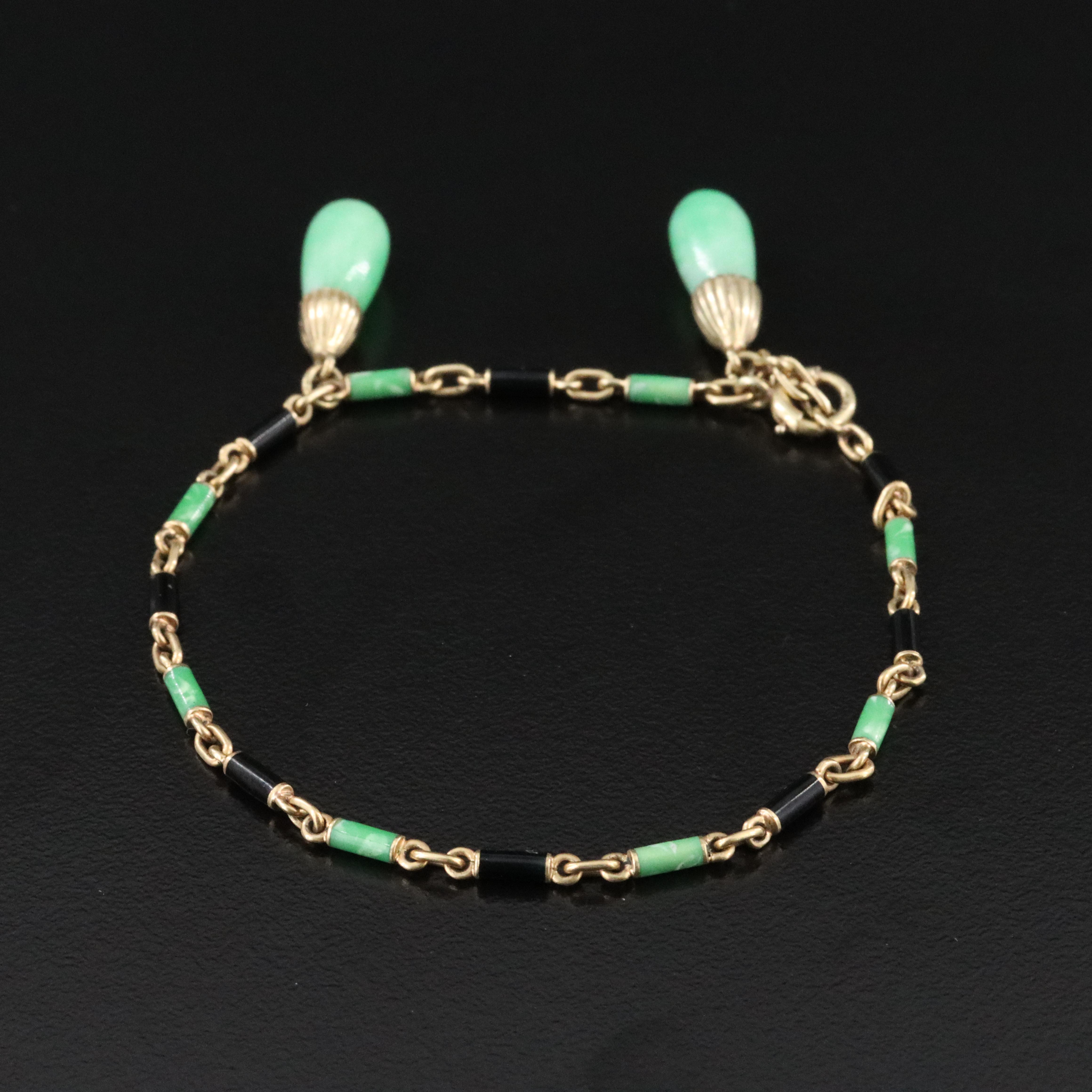 Art Deco Jadeite and Enamel Bracelet
