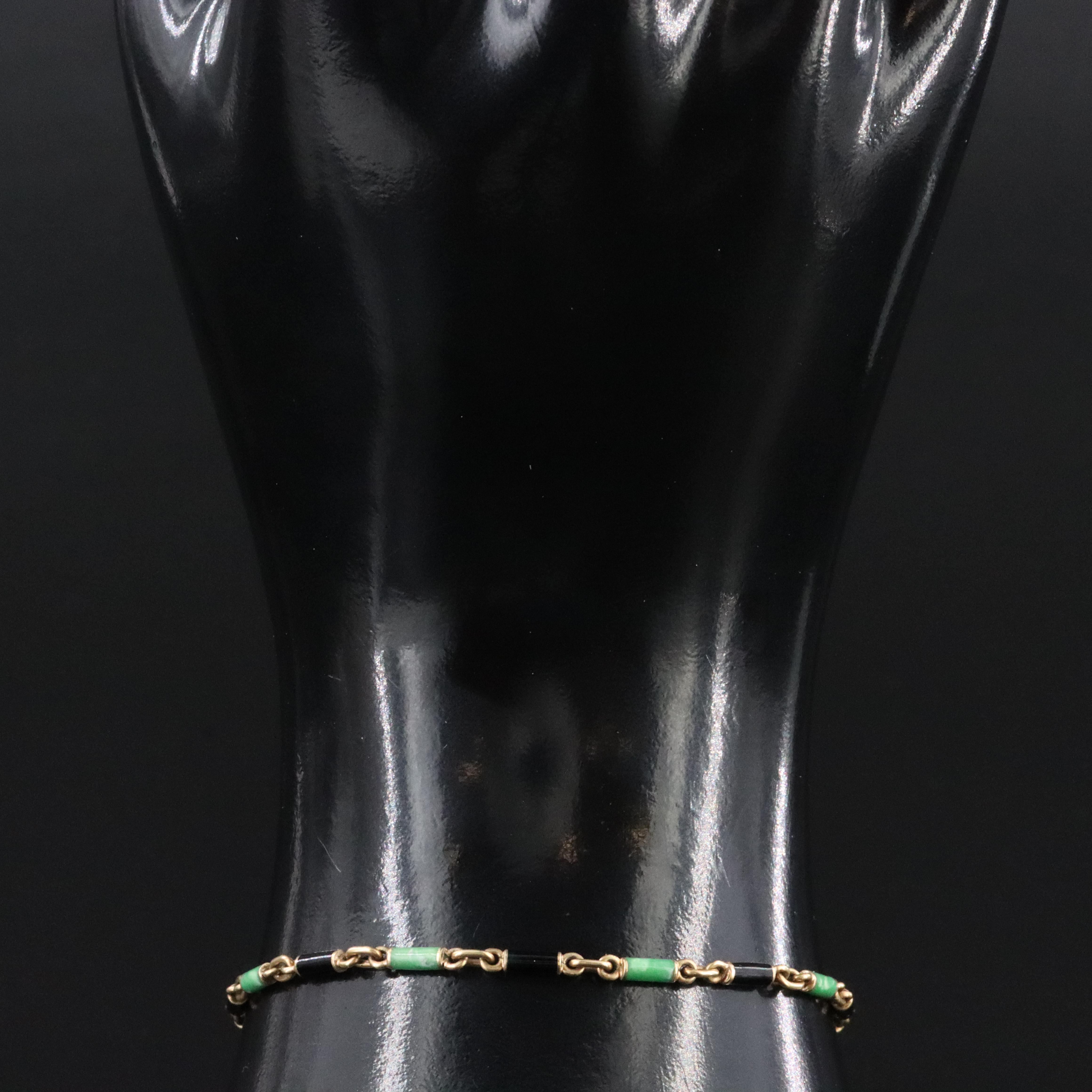 Art Deco Jadeite and Enamel Bracelet