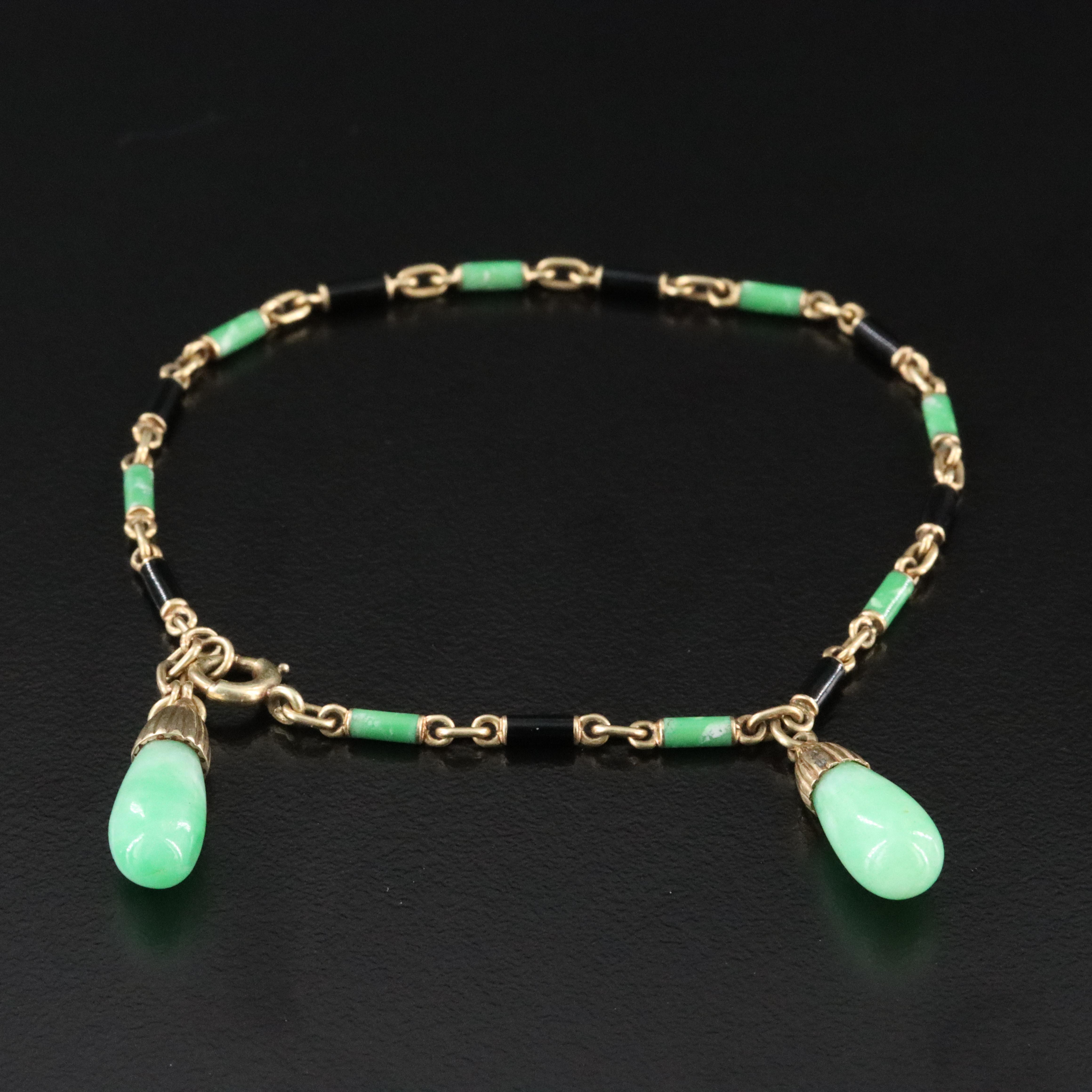 Art Deco Jadeite and Enamel Bracelet
