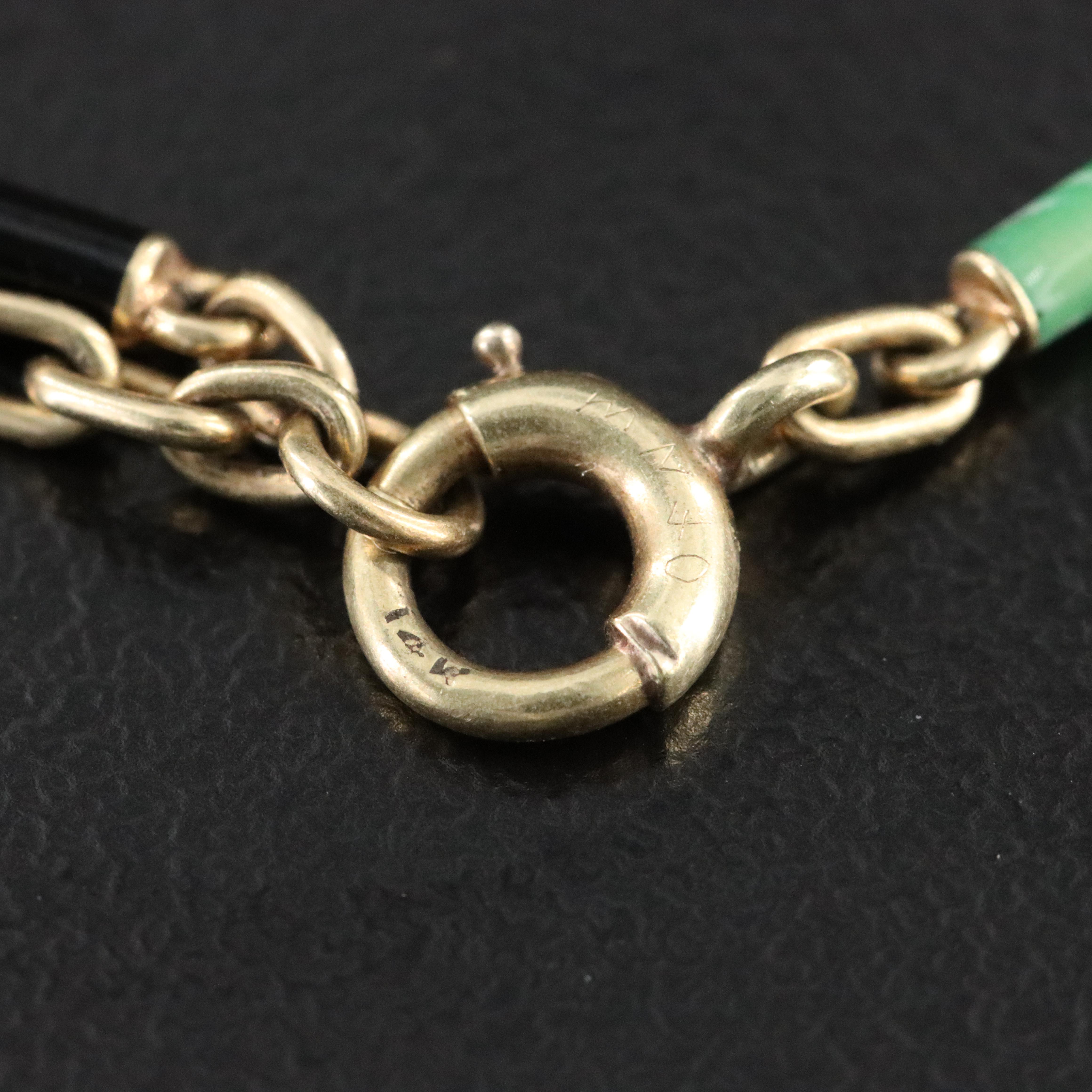 Art Deco Jadeite and Enamel Bracelet