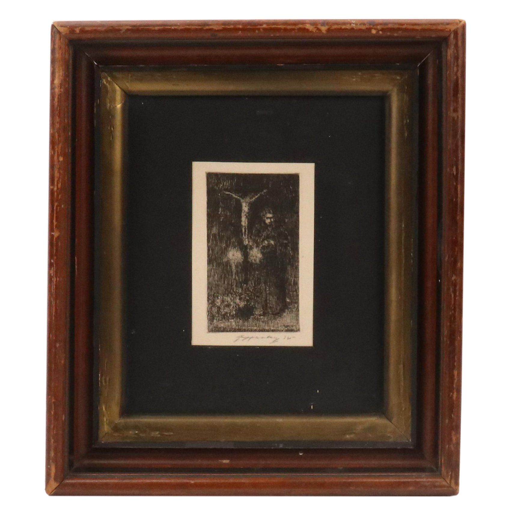 E.T. Hurley Etching of Crucifixion Scene, 1935