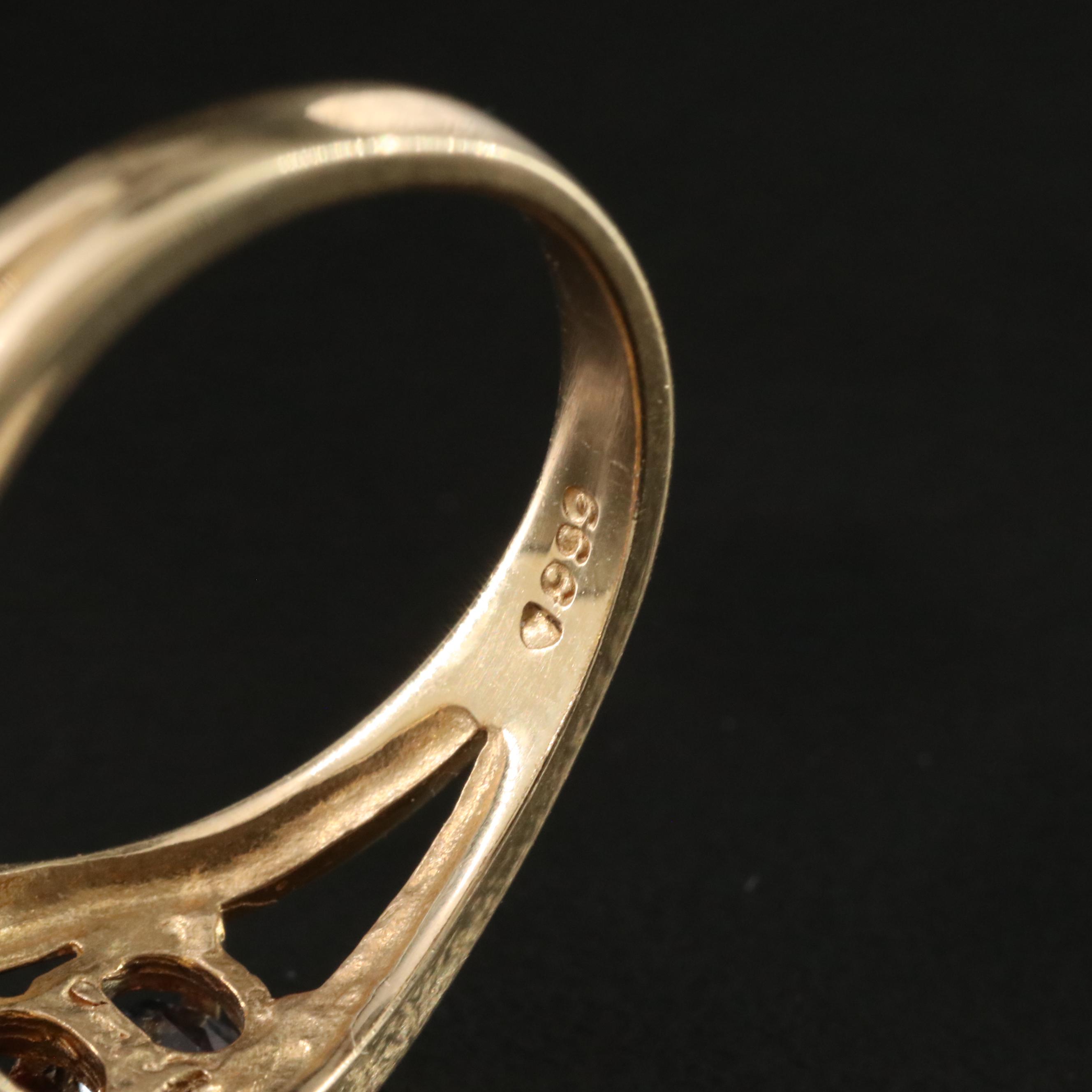 14K Multi Gemstone and Diamond Ring Featuring Tanzanite, Tourmaline, and Citrine