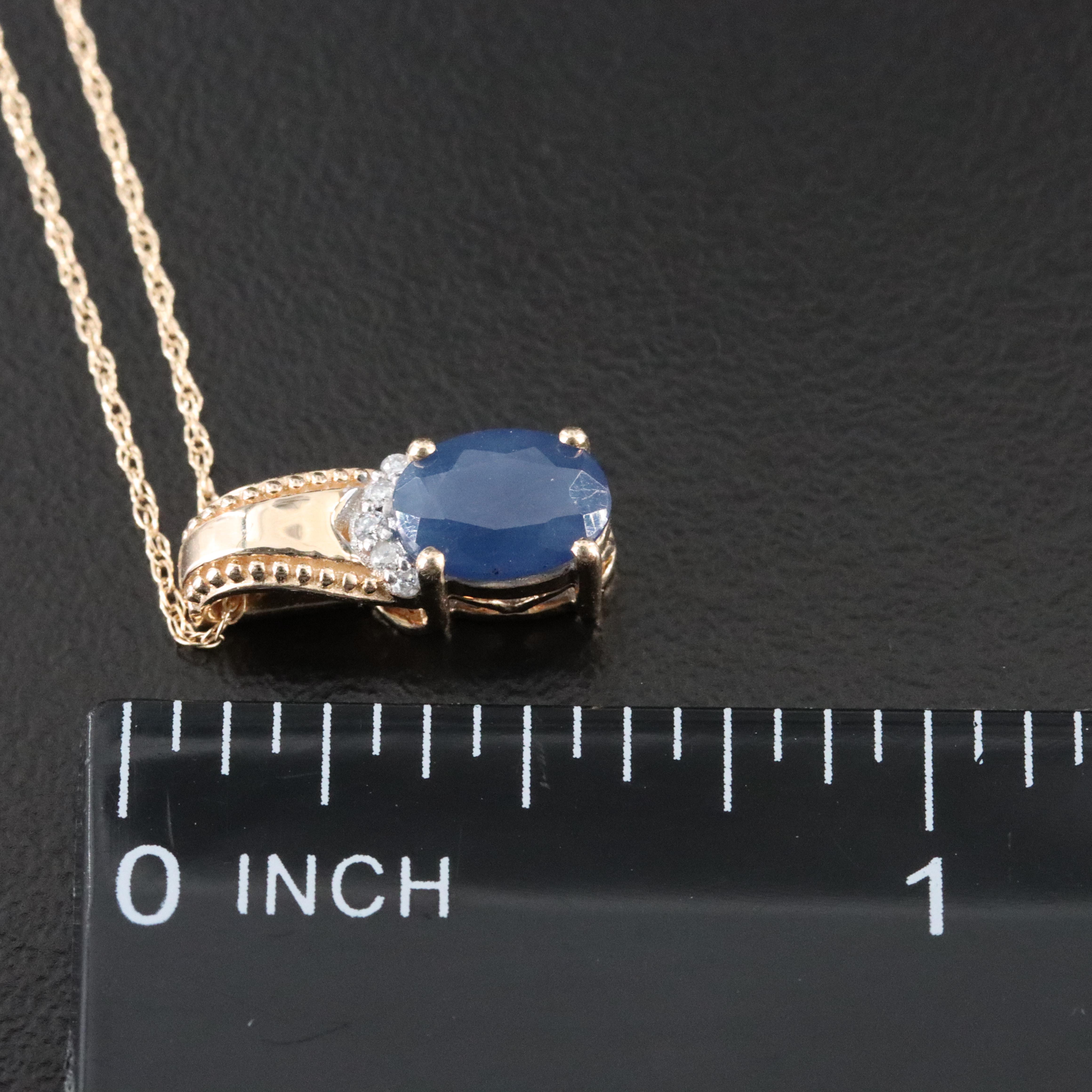 10K Sapphire and Diamond Pendant Necklace