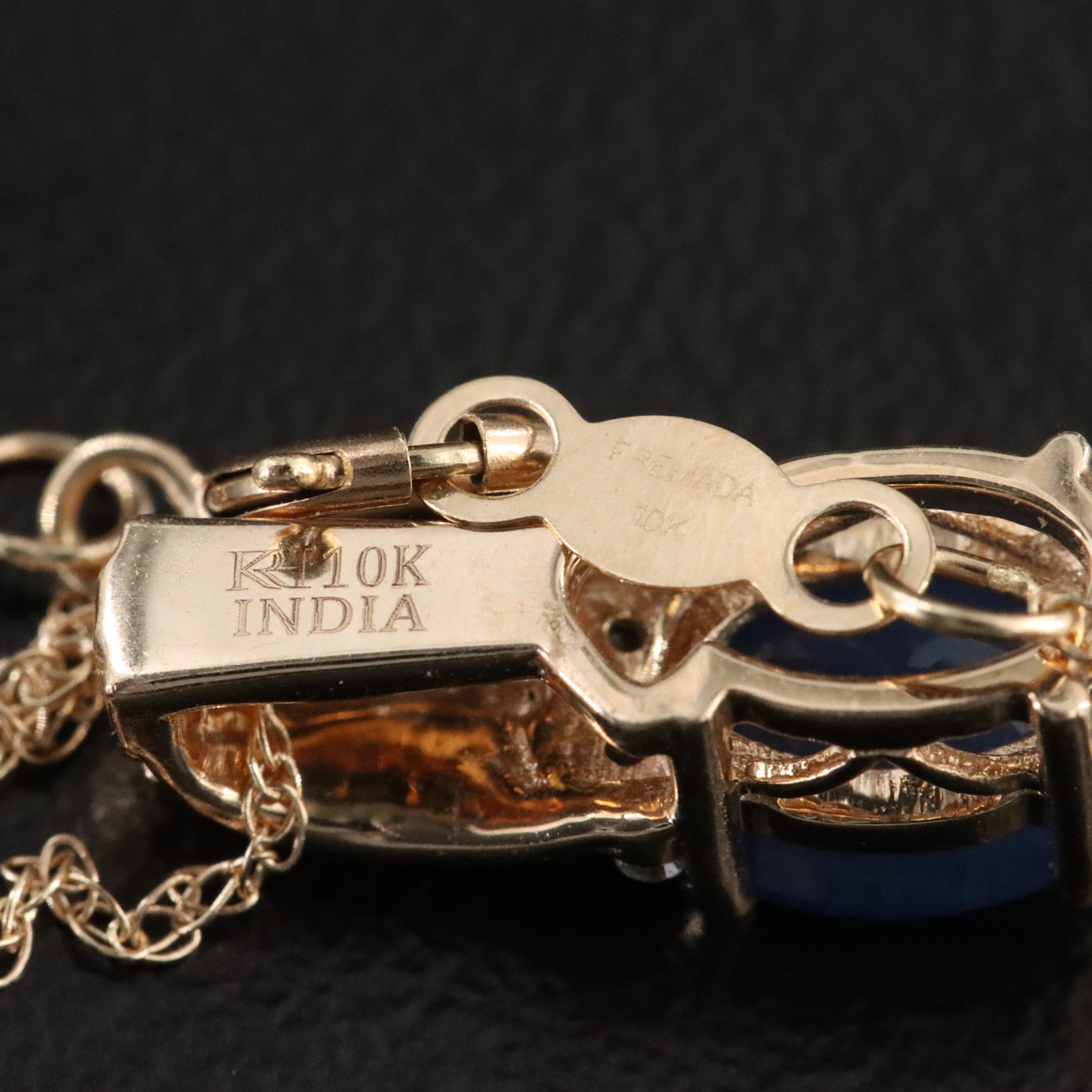 10K Sapphire and Diamond Pendant Necklace