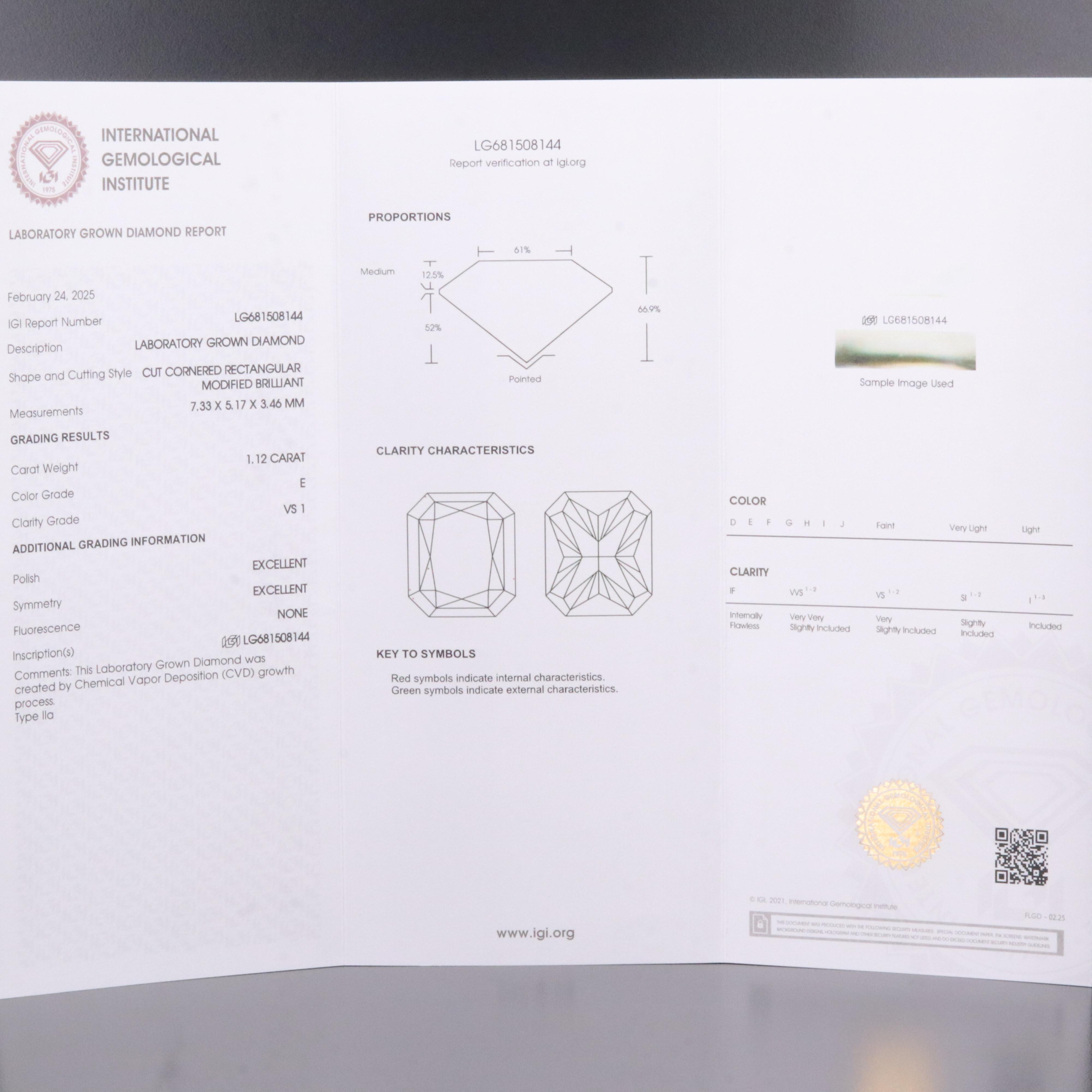 14K 1.12 CT Lab Grown Diamond Solitaire Ring with IGI Report