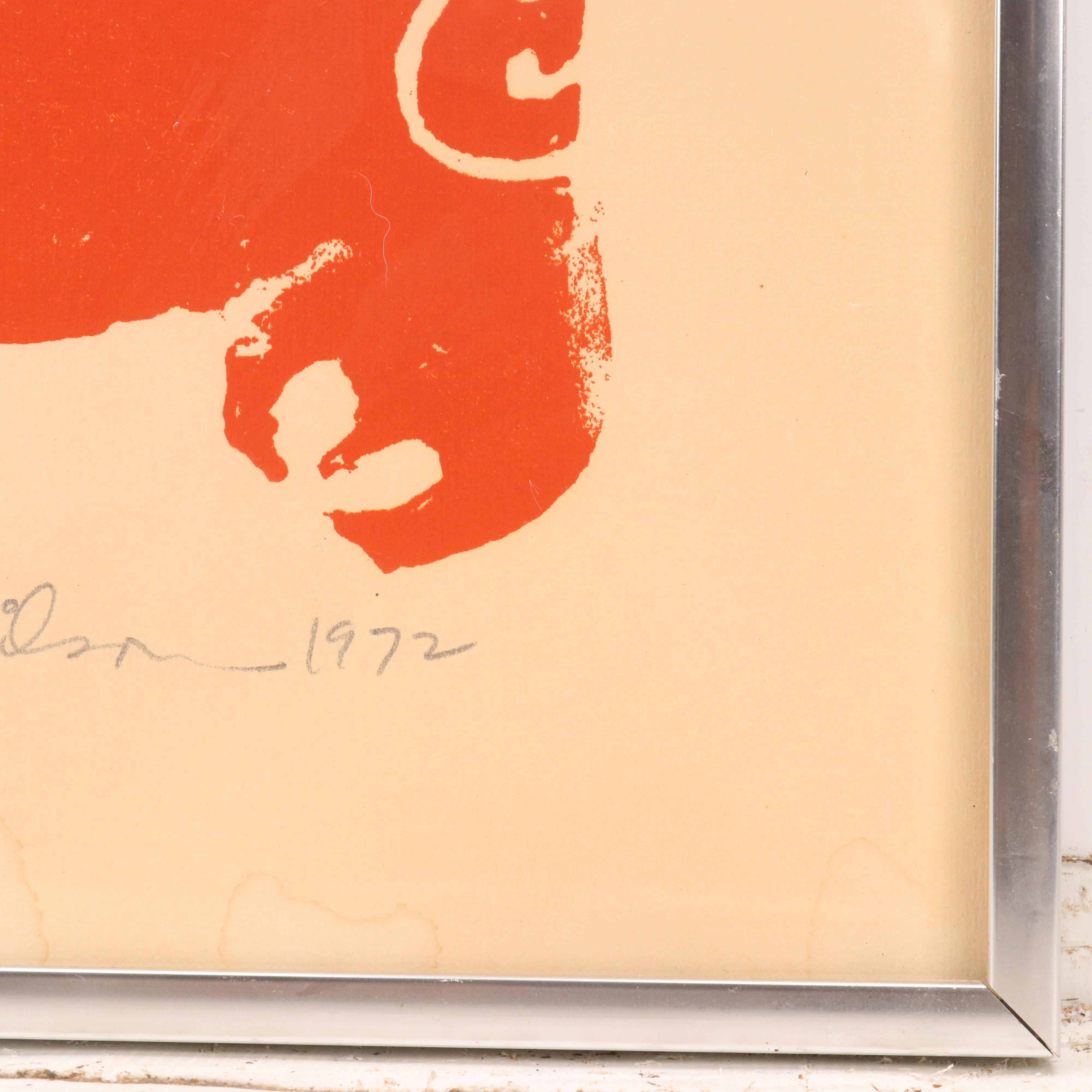 Albert Leon Wilson Woodcut "Loving Couple," 1972