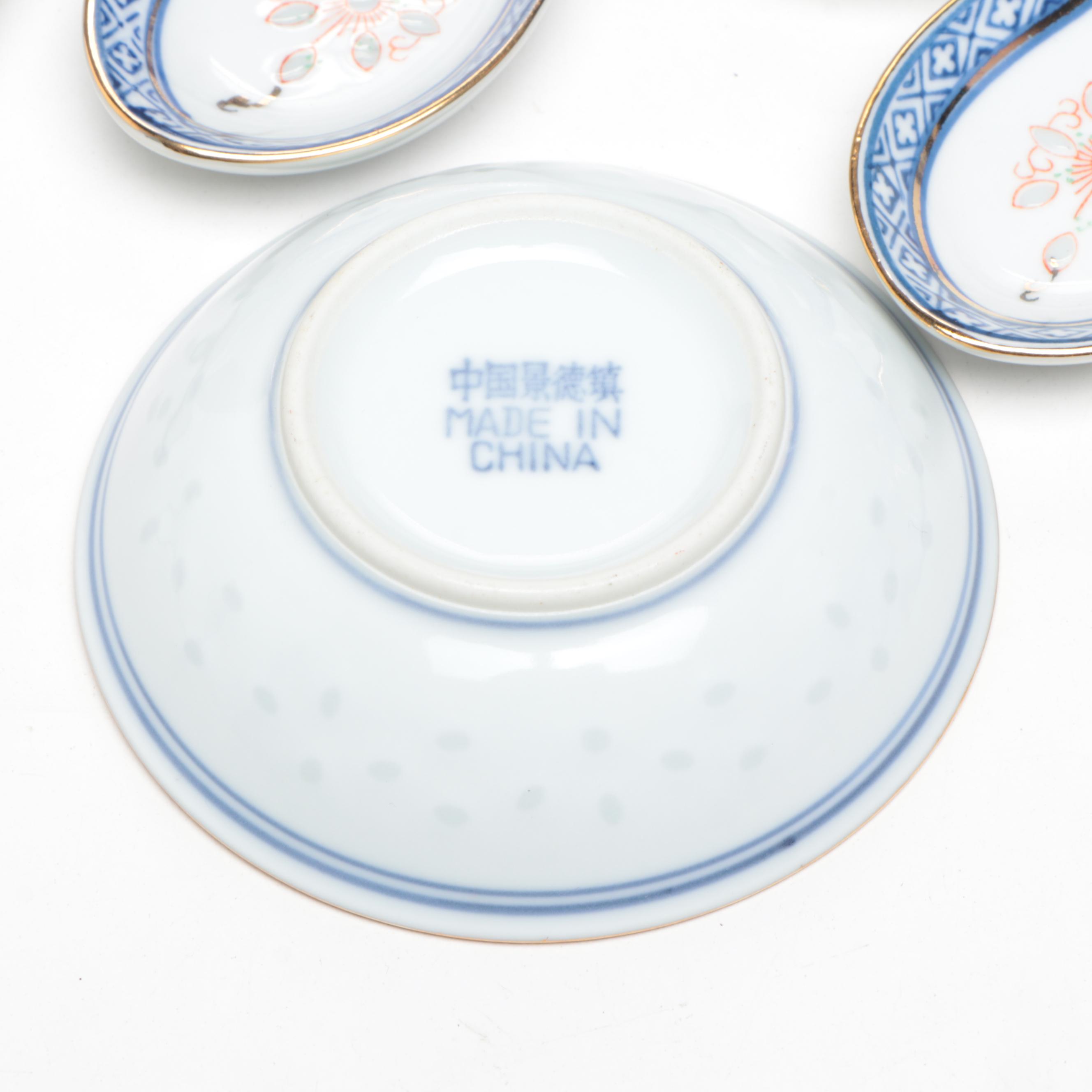 Chinese Porcelain Rice Grain with Other Soup Bowls and Spoons