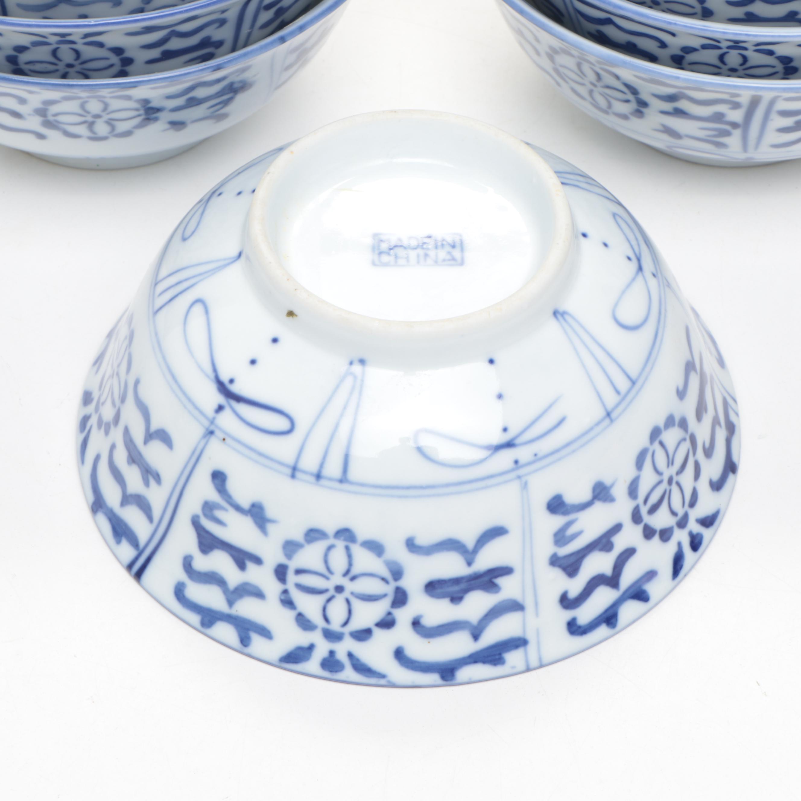 Chinese Porcelain Rice Grain with Other Soup Bowls and Spoons