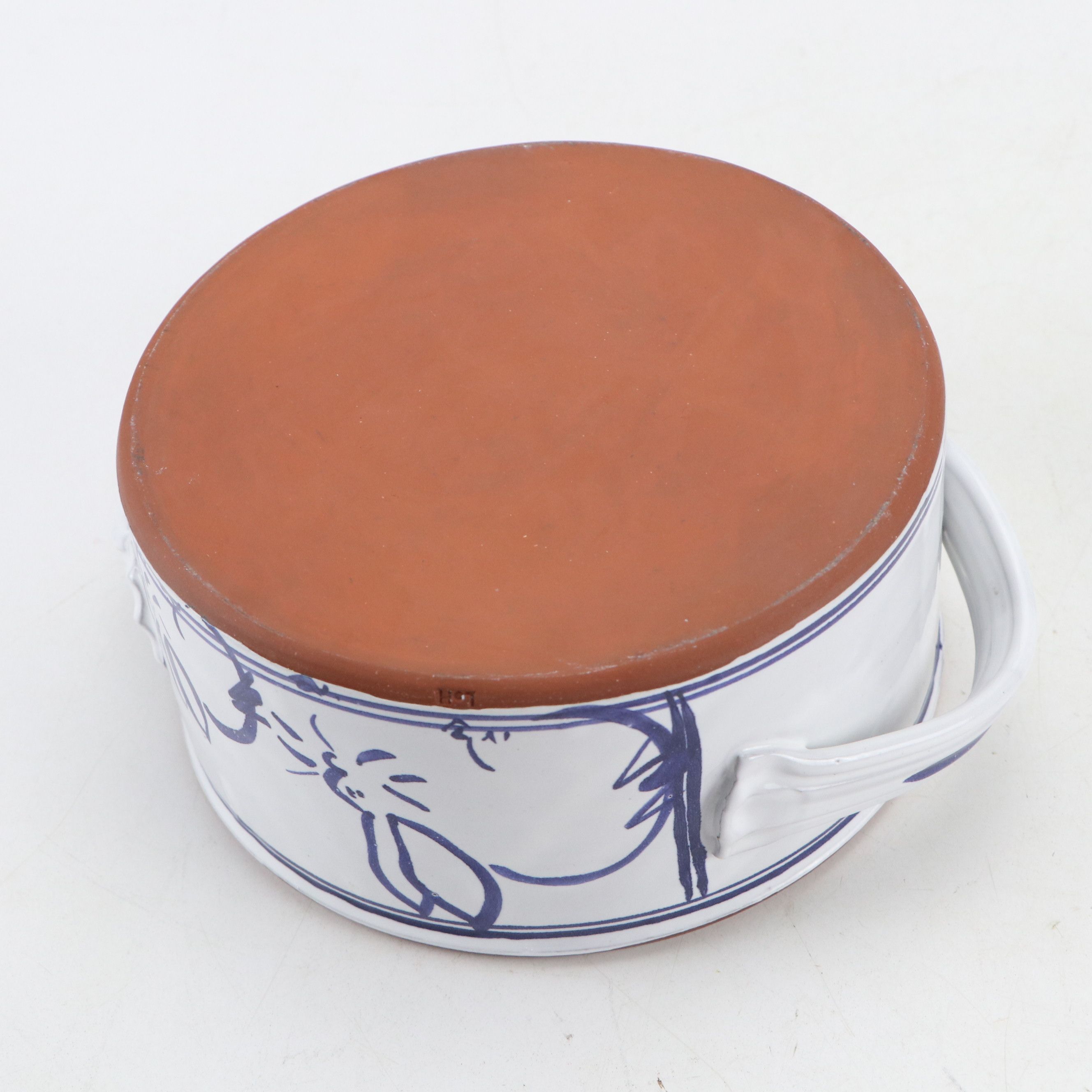 HOT Studio Pottery Rabbit Pattern Tureen with Blue and White Beaded Napkin Rings