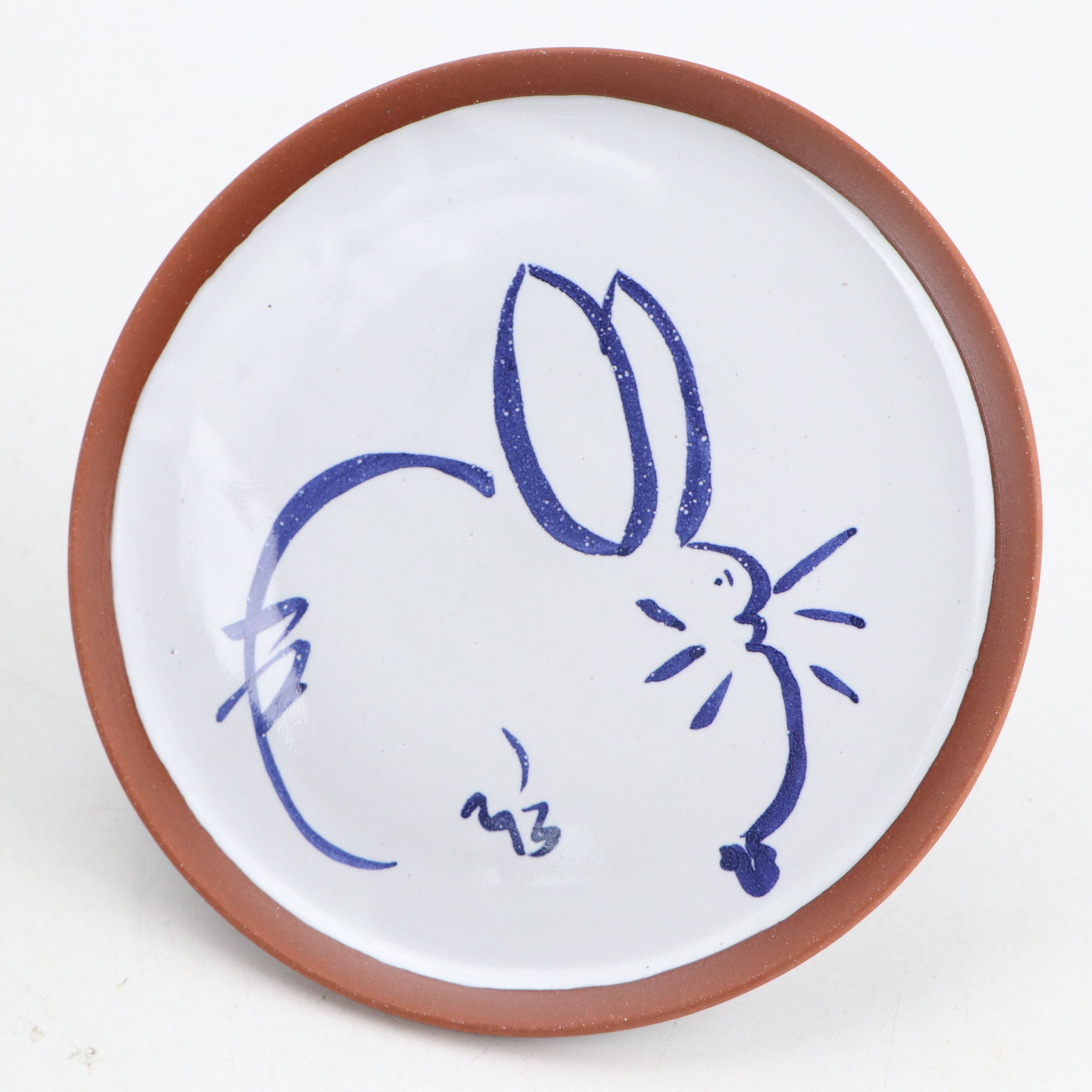 HOT Studio Pottery Rabbit Pattern Tureen with Blue and White Beaded Napkin Rings