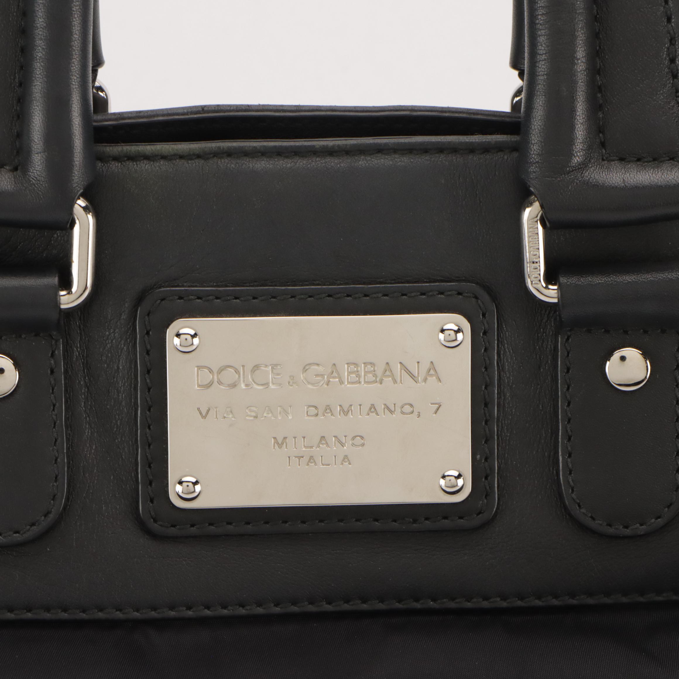 Dolce & Gabbana Vertical Tote in Black Nylon and Calfskin Leather