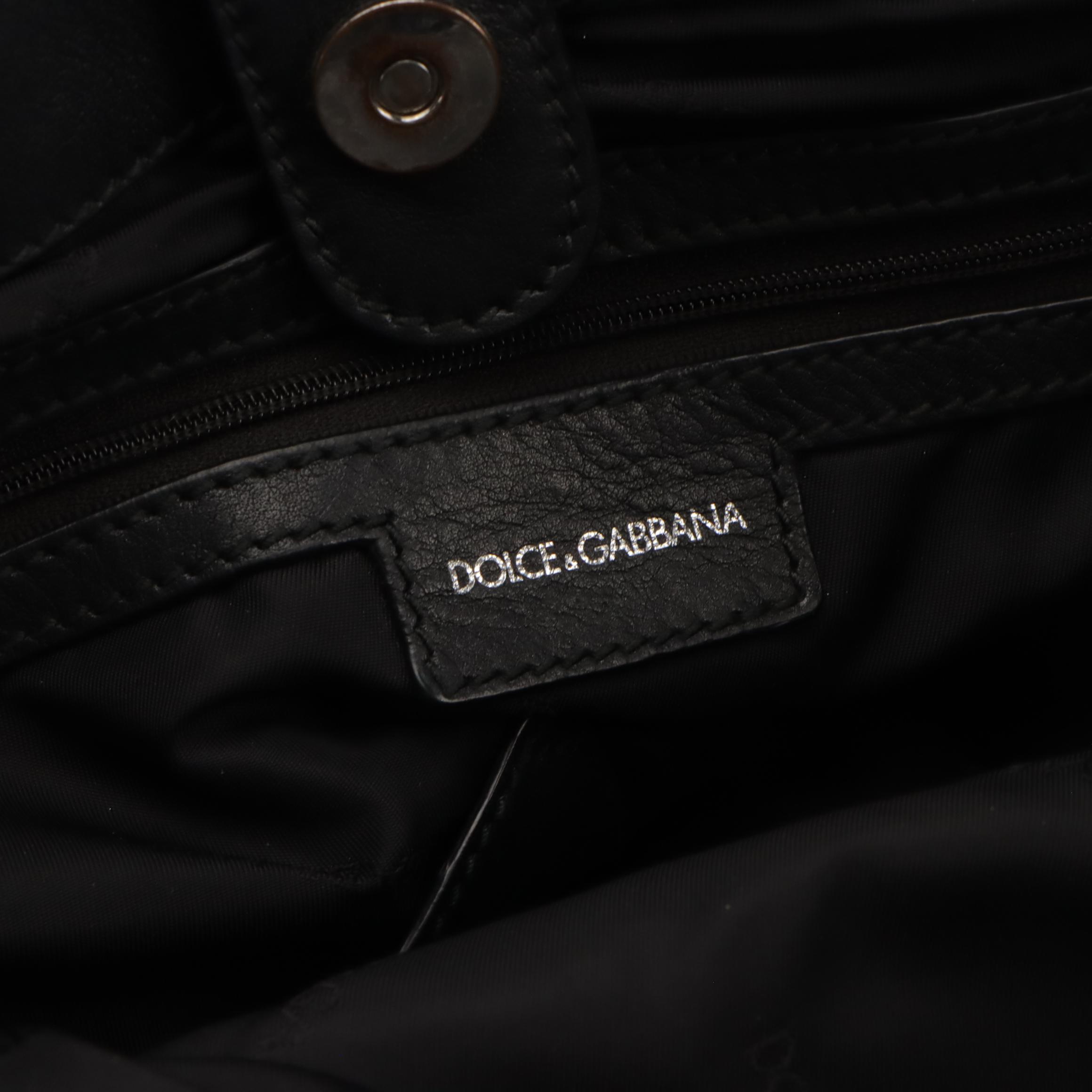 Dolce & Gabbana Vertical Tote in Black Nylon and Calfskin Leather