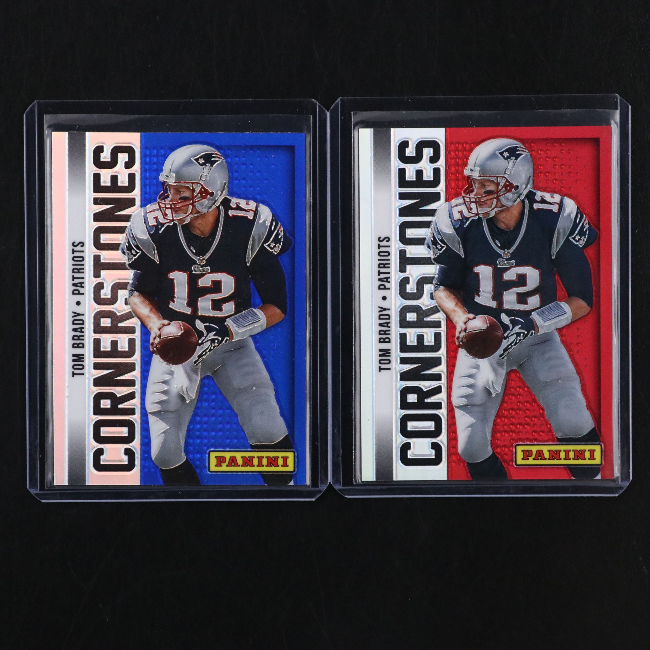 2013 Prizm Tom Brady Cornerstones Red Prizm Football Card No. 67/99 with More