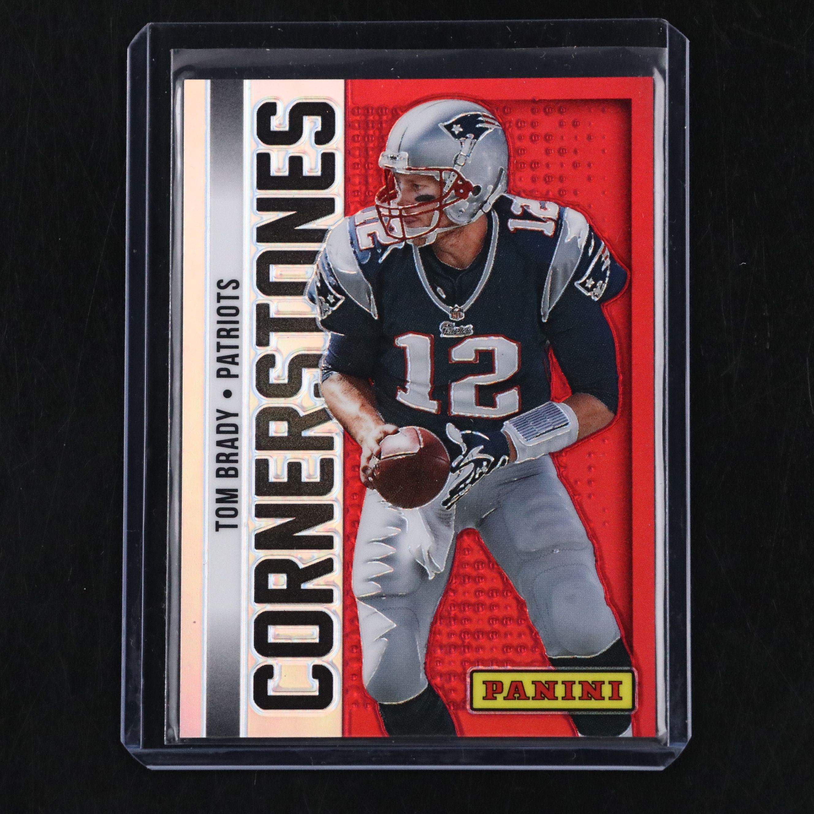 2013 Prizm Tom Brady Cornerstones Red Prizm Football Card No. 67/99 with More