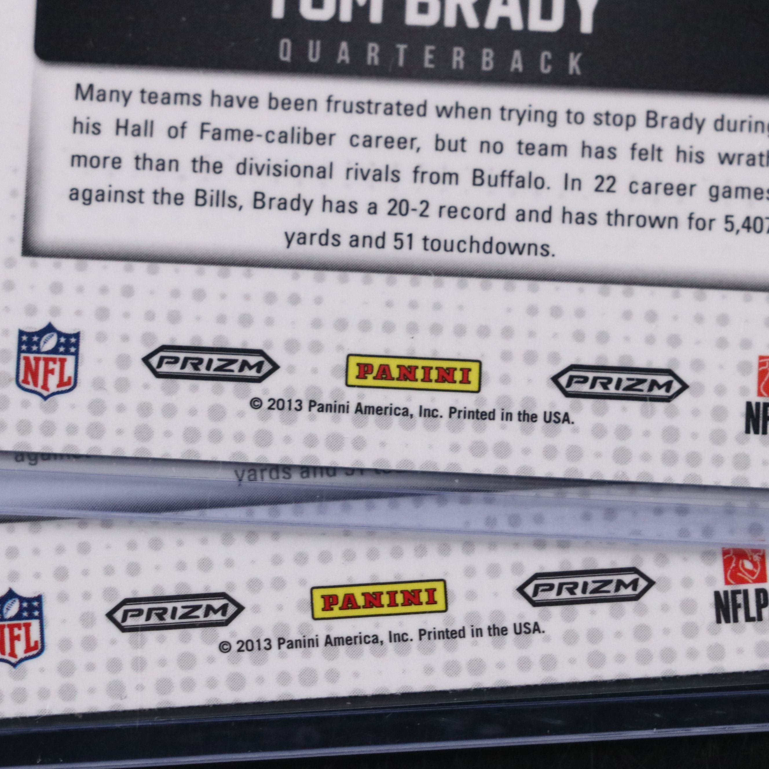 2013 Prizm Tom Brady Cornerstones Red Prizm Football Card No. 67/99 with More