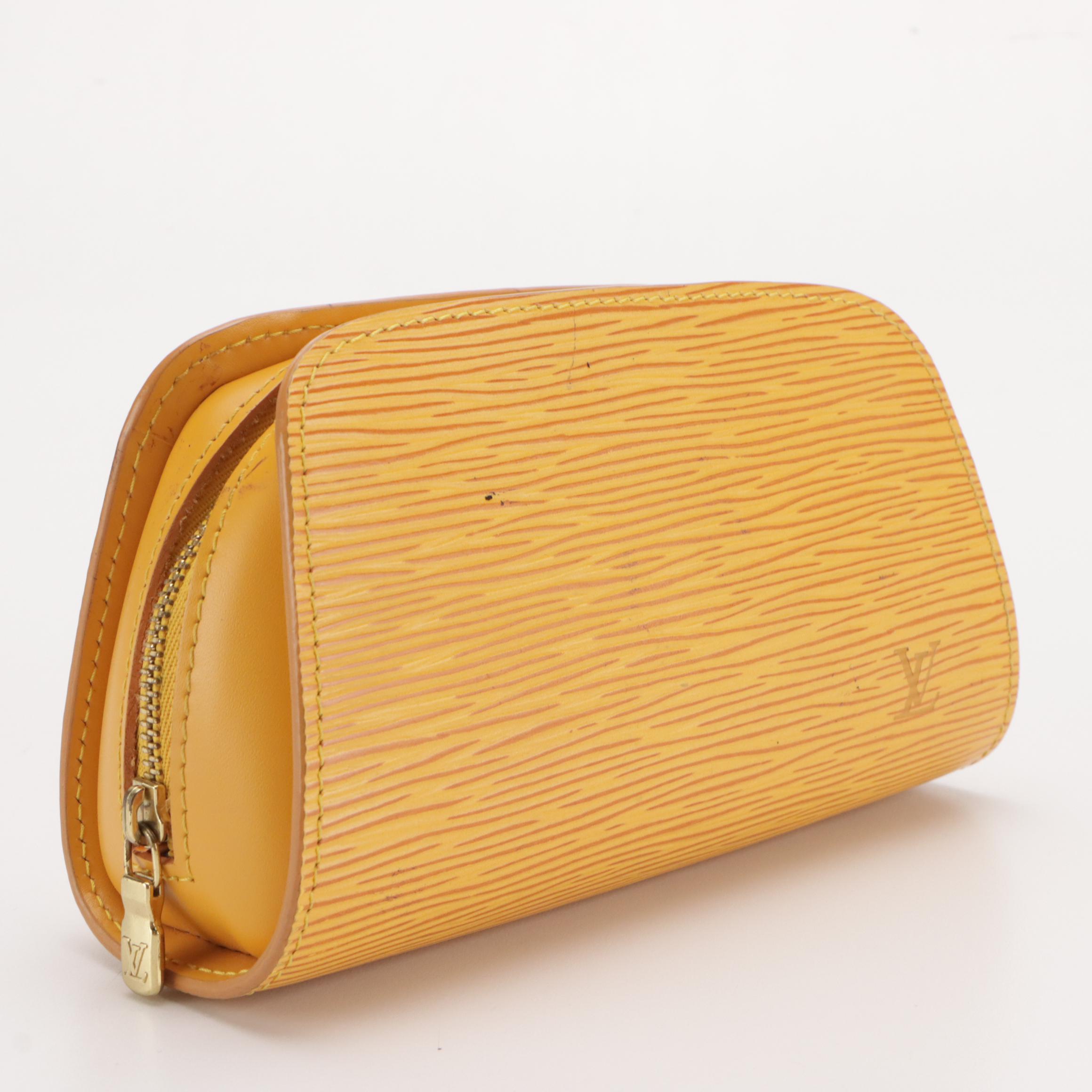 Louis Vuitton Dauphine Cosmetic Pouch in Tassil Yellow Epi/Smooth Leather