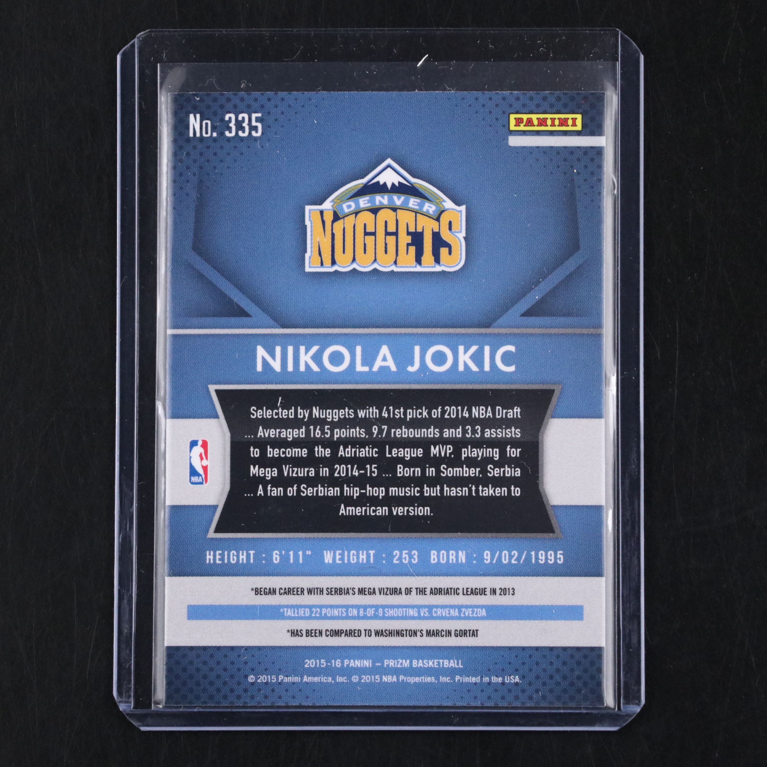 2015-16 Prizm Nikola Rookie Basketball Card