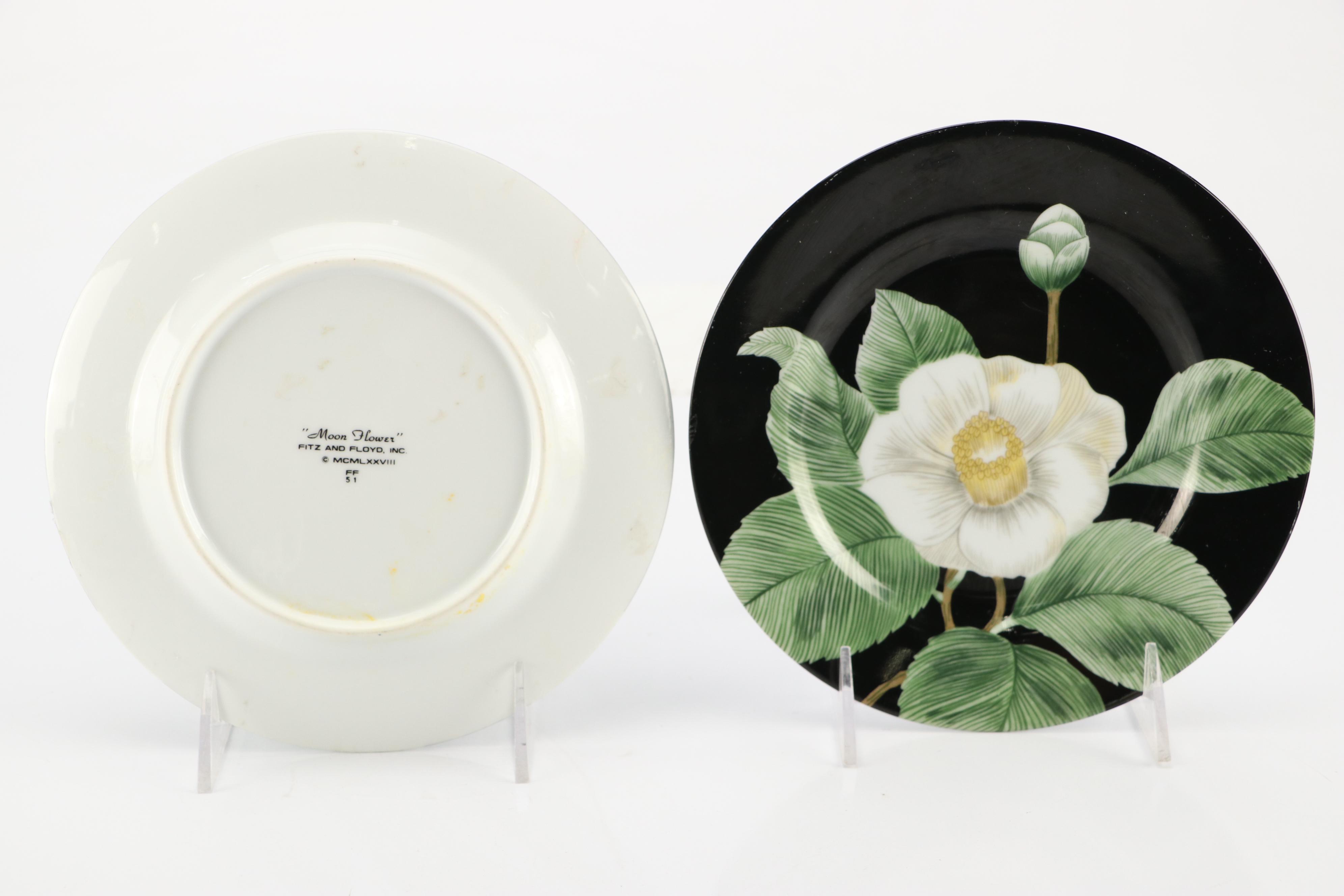 Cornwall Electric Fondue Pot with Fitz and Floyd "Moon Flower" Salad Plates