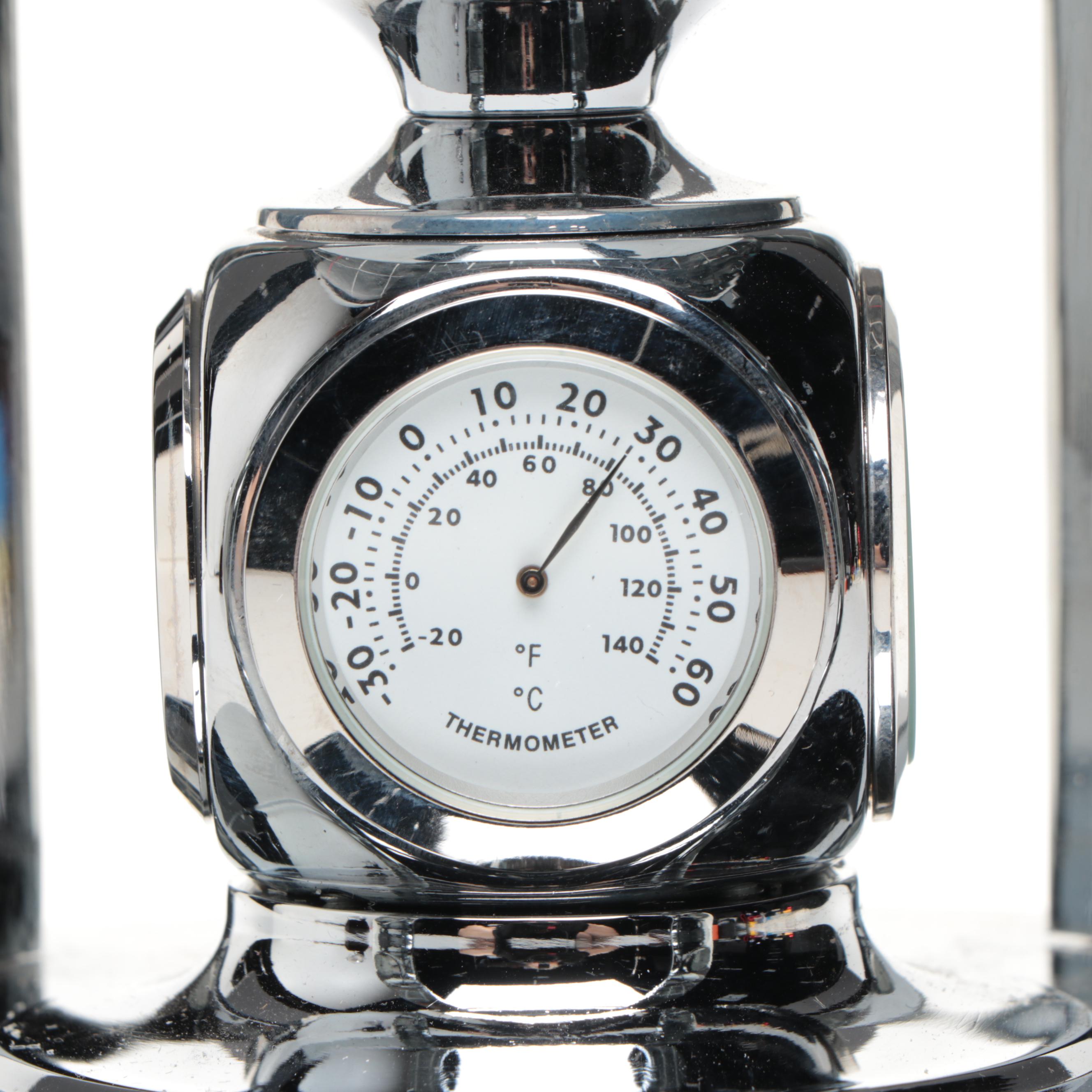 Contemporary Stone, Resin and Abalone Inlay Globe and Other Desk Clock