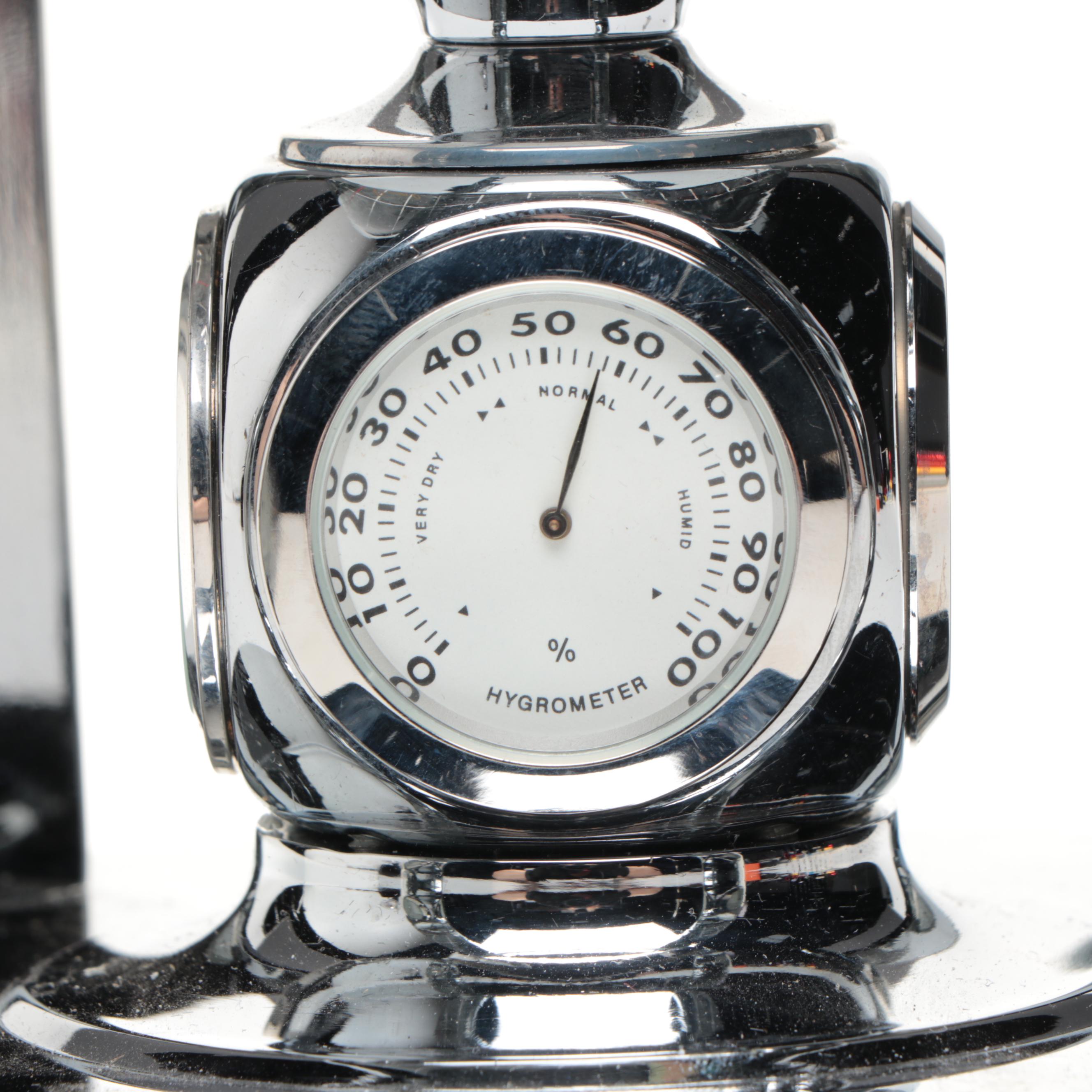 Contemporary Stone, Resin and Abalone Inlay Globe and Other Desk Clock