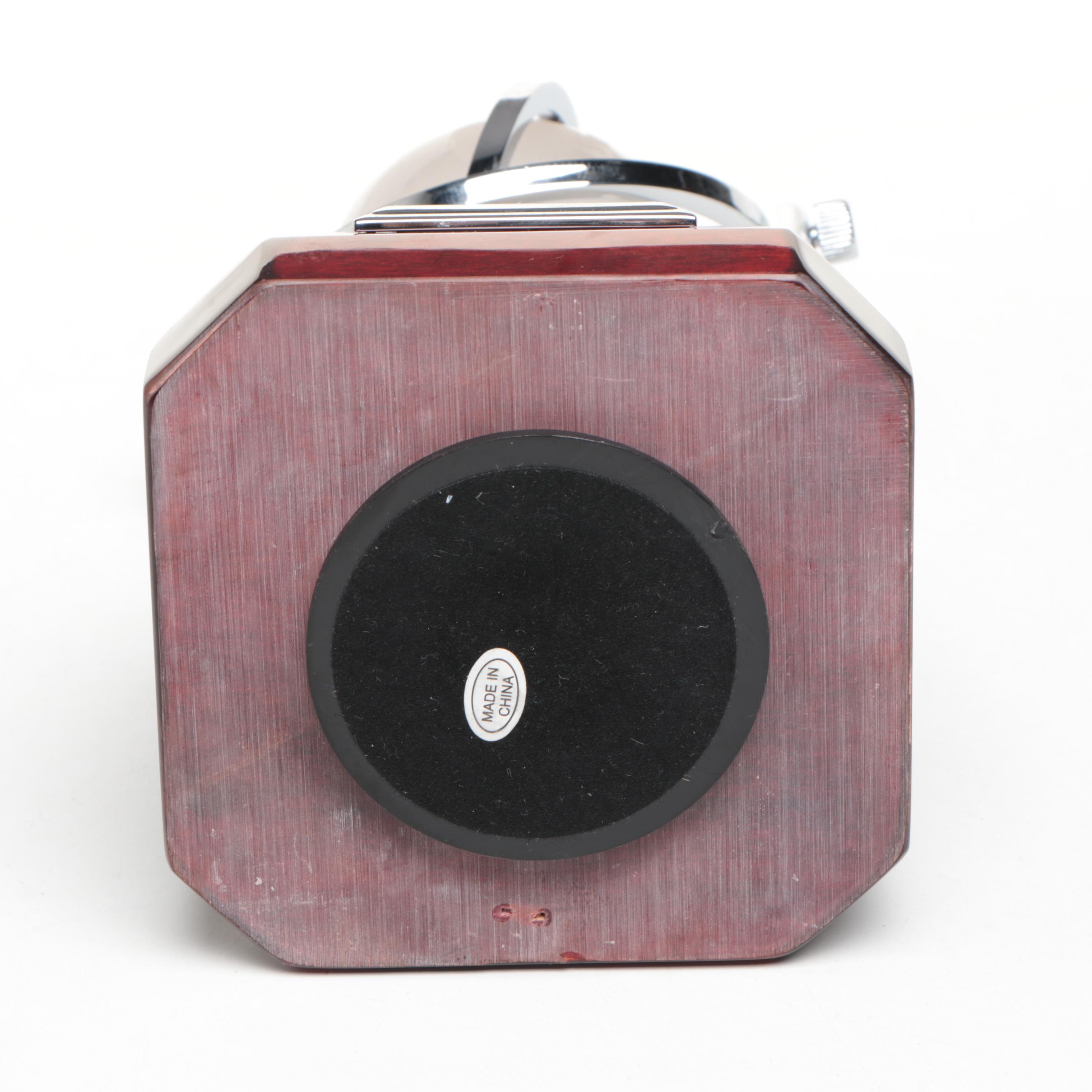 Contemporary Stone, Resin and Abalone Inlay Globe and Other Desk Clock