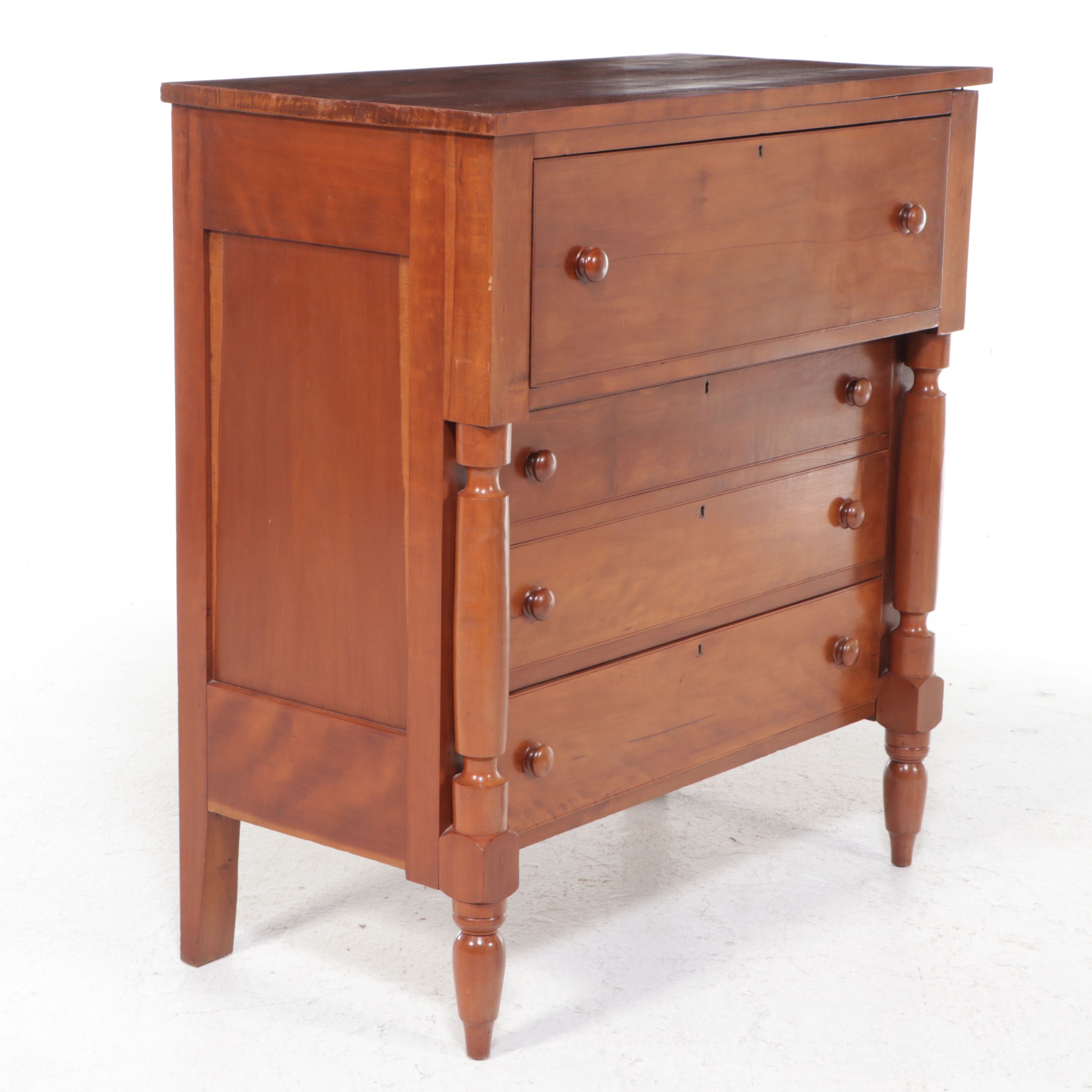 American Empire Cherry Chest of Drawers, 19th Century