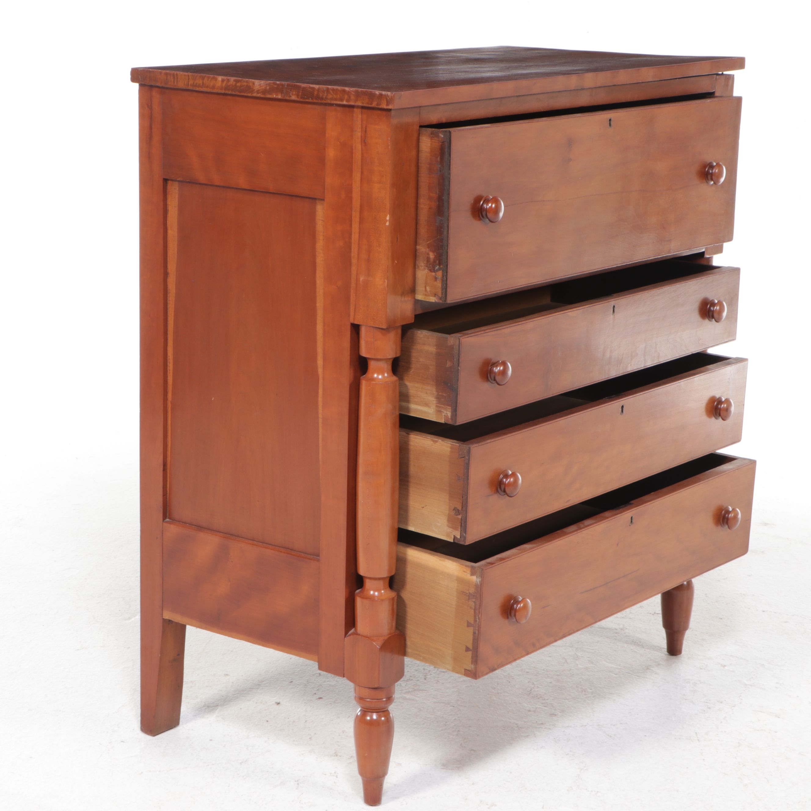 American Empire Cherry Chest of Drawers, 19th Century