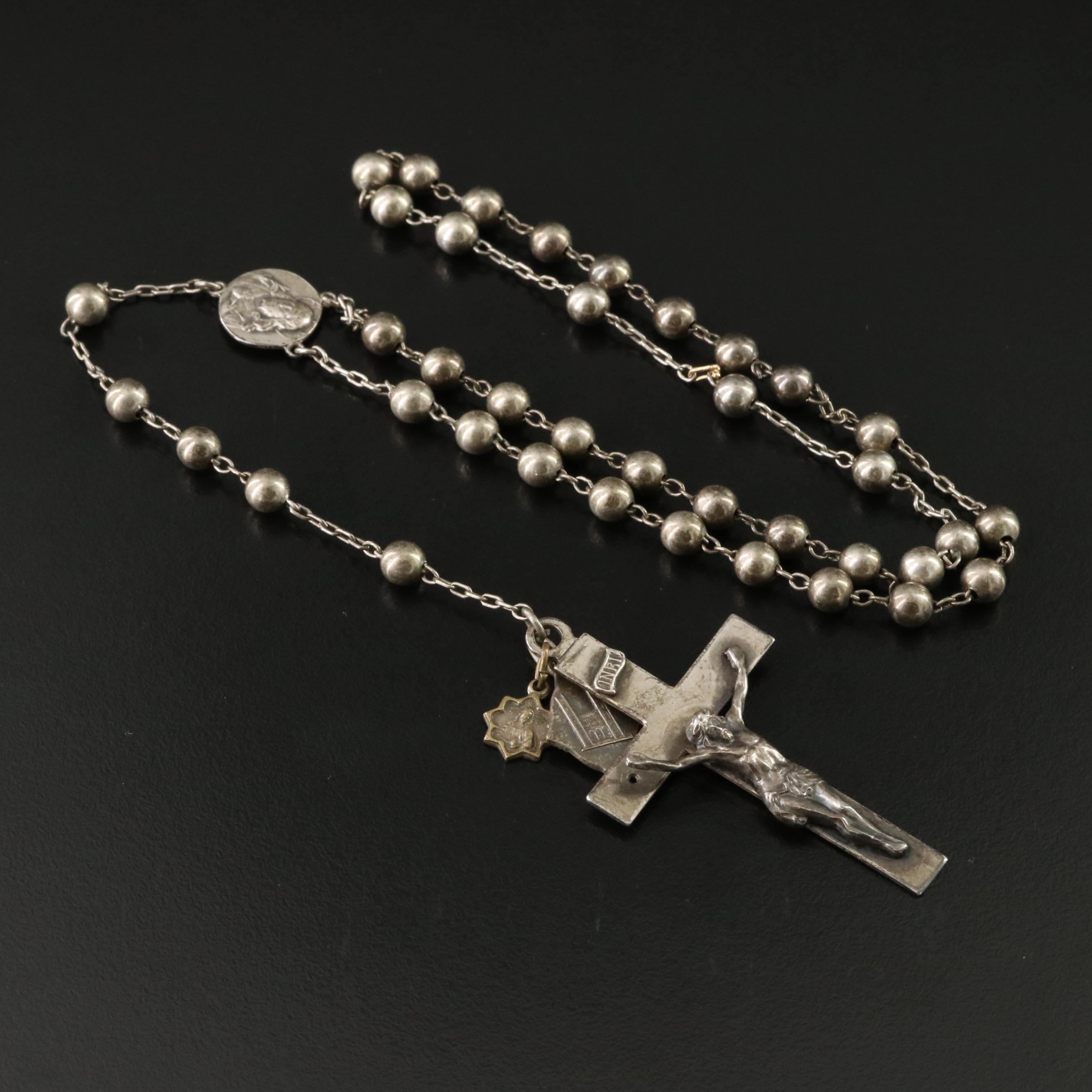Sterling Rosary with Charms and Enamel Accent